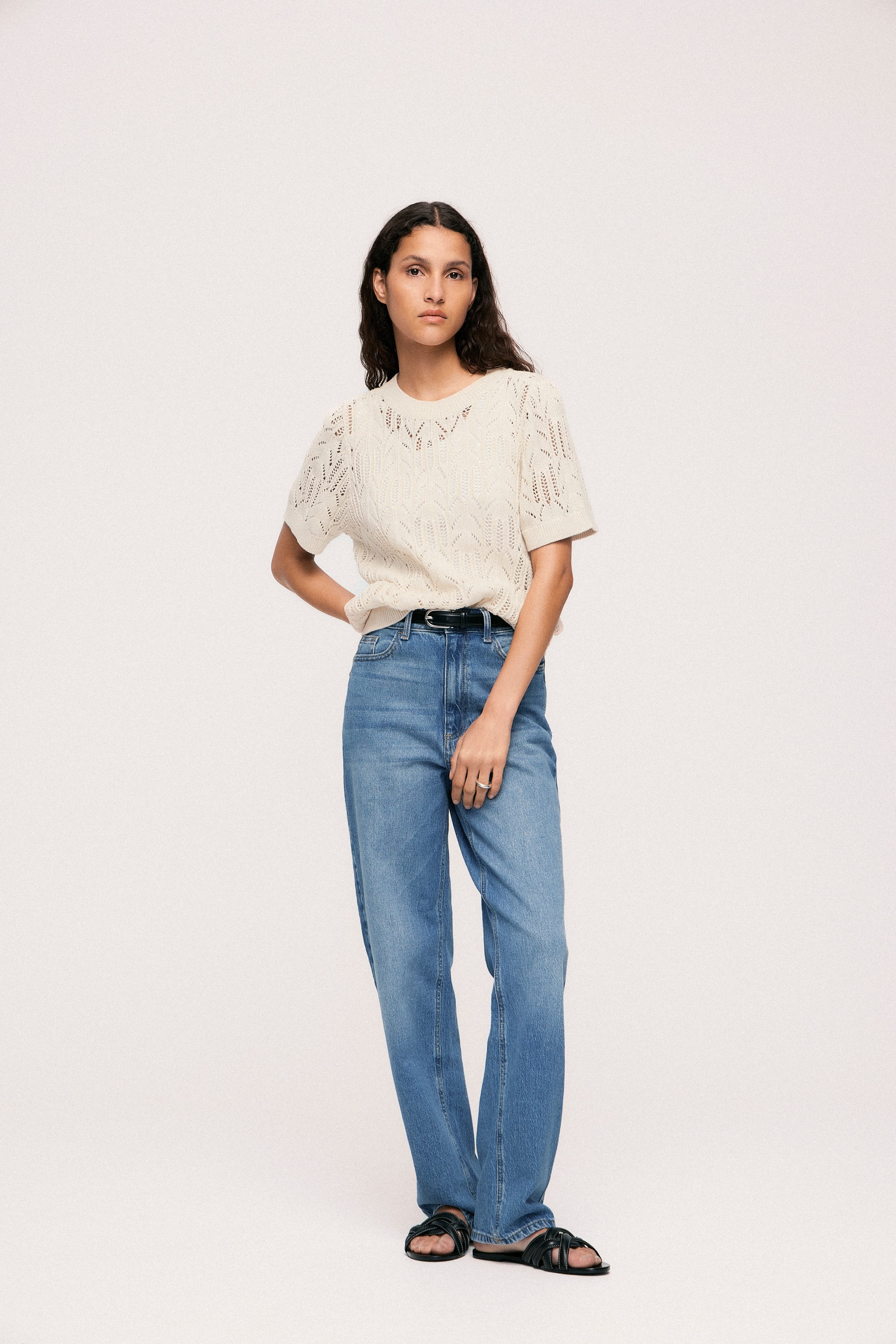 Vila Trui met korte mouwen VICOTTI S/S O-NECK KNIT TOP - NOOS