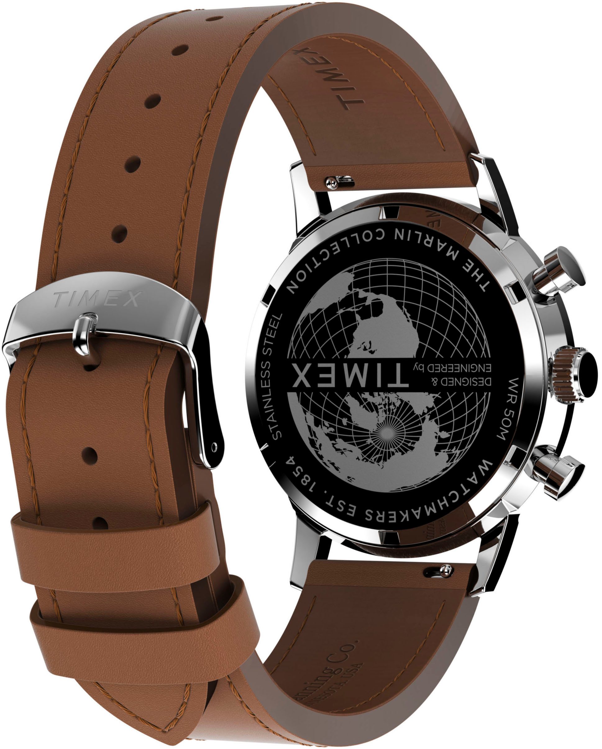 Timex Chronograaf Marlin Quarzuhr, horloge, heren, datum, stopwatchfunctie, 12/24-uurweergave