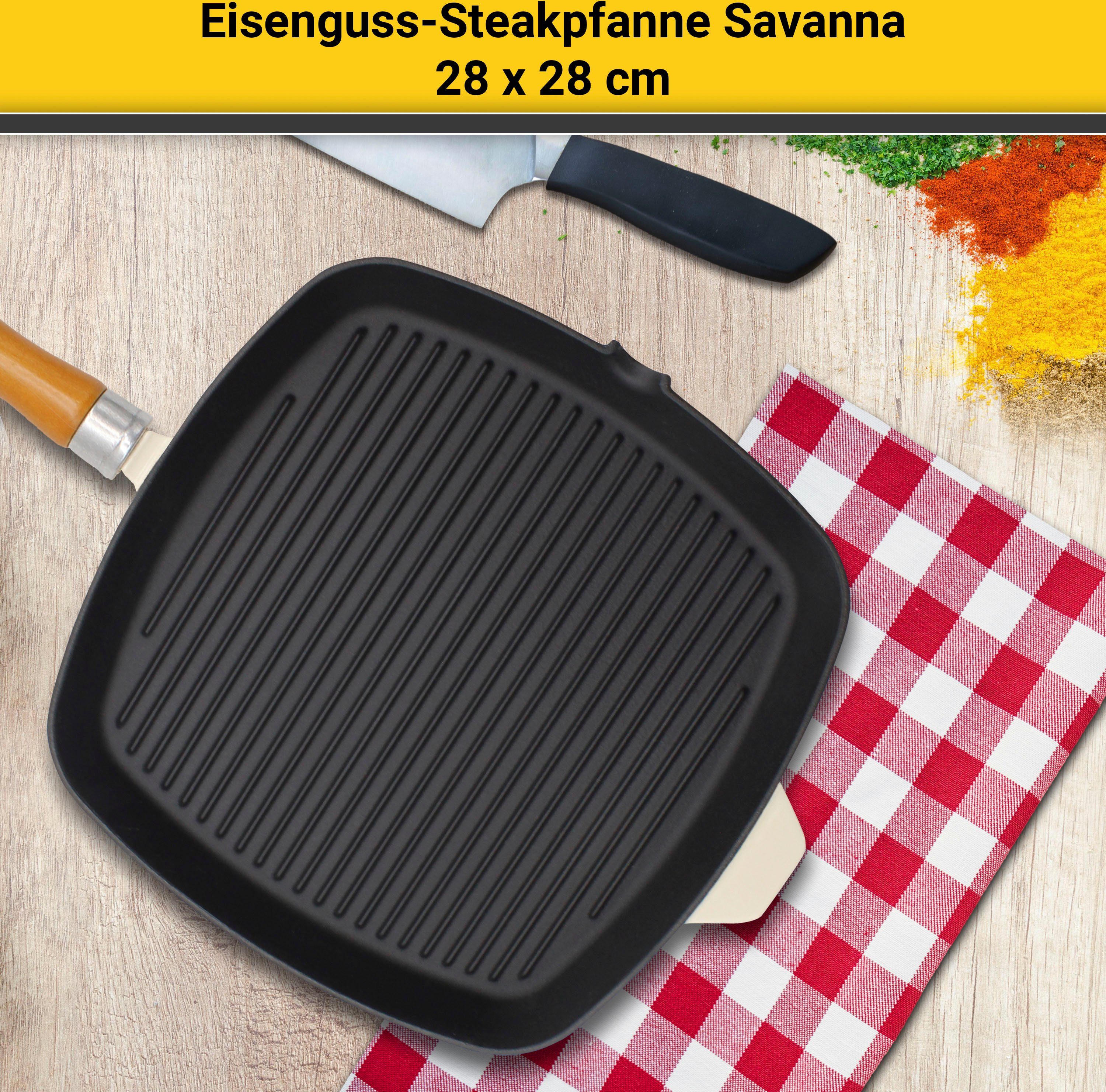 Krüger Steakpan Gietijzeren grill-/ steakpan SAVANNA, 28 x 28 cm (1-delig)