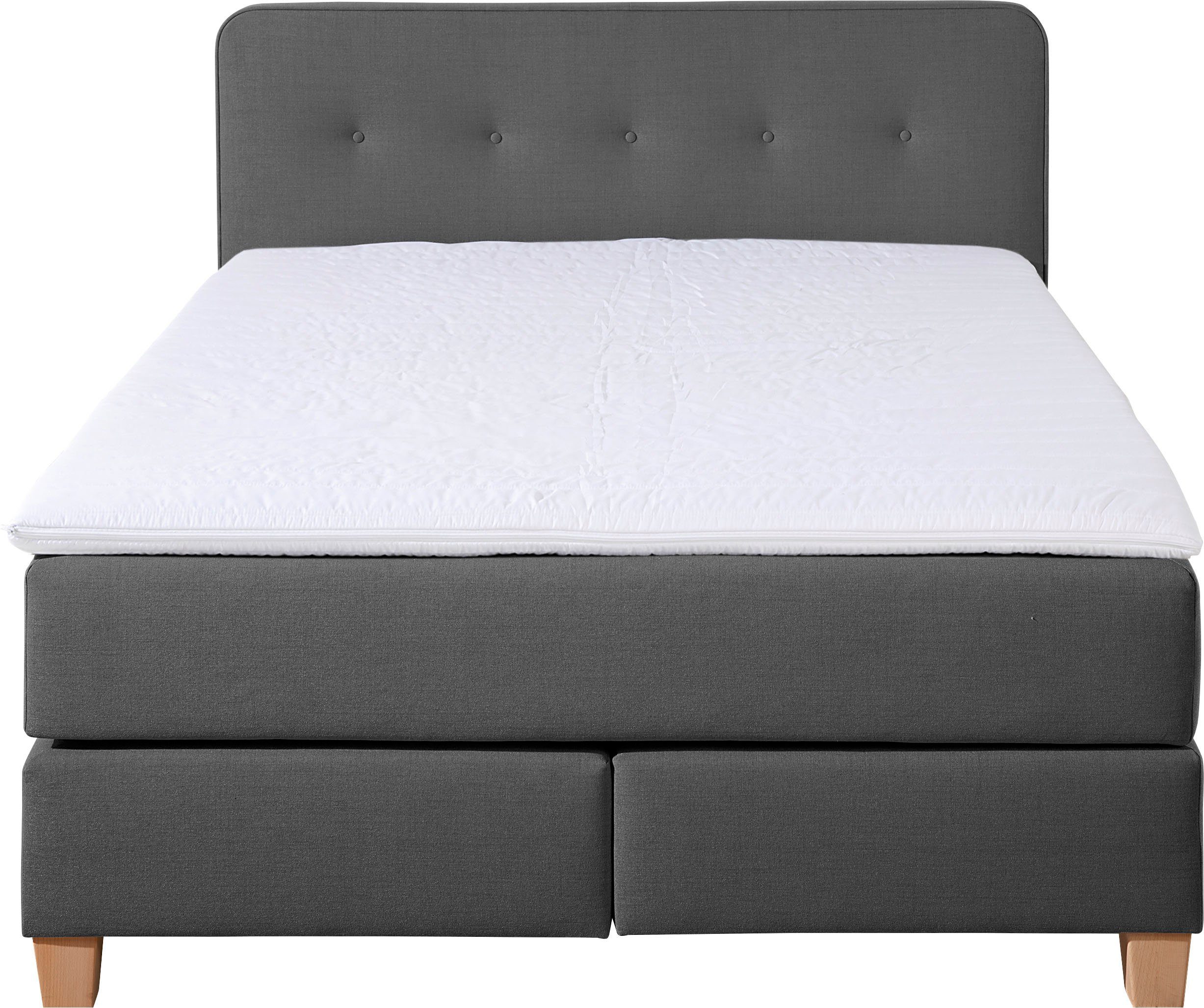 Home affaire Boxspring Fargo inclusief topper, in 3 soorten matrassen, in fluweel of structuurstof