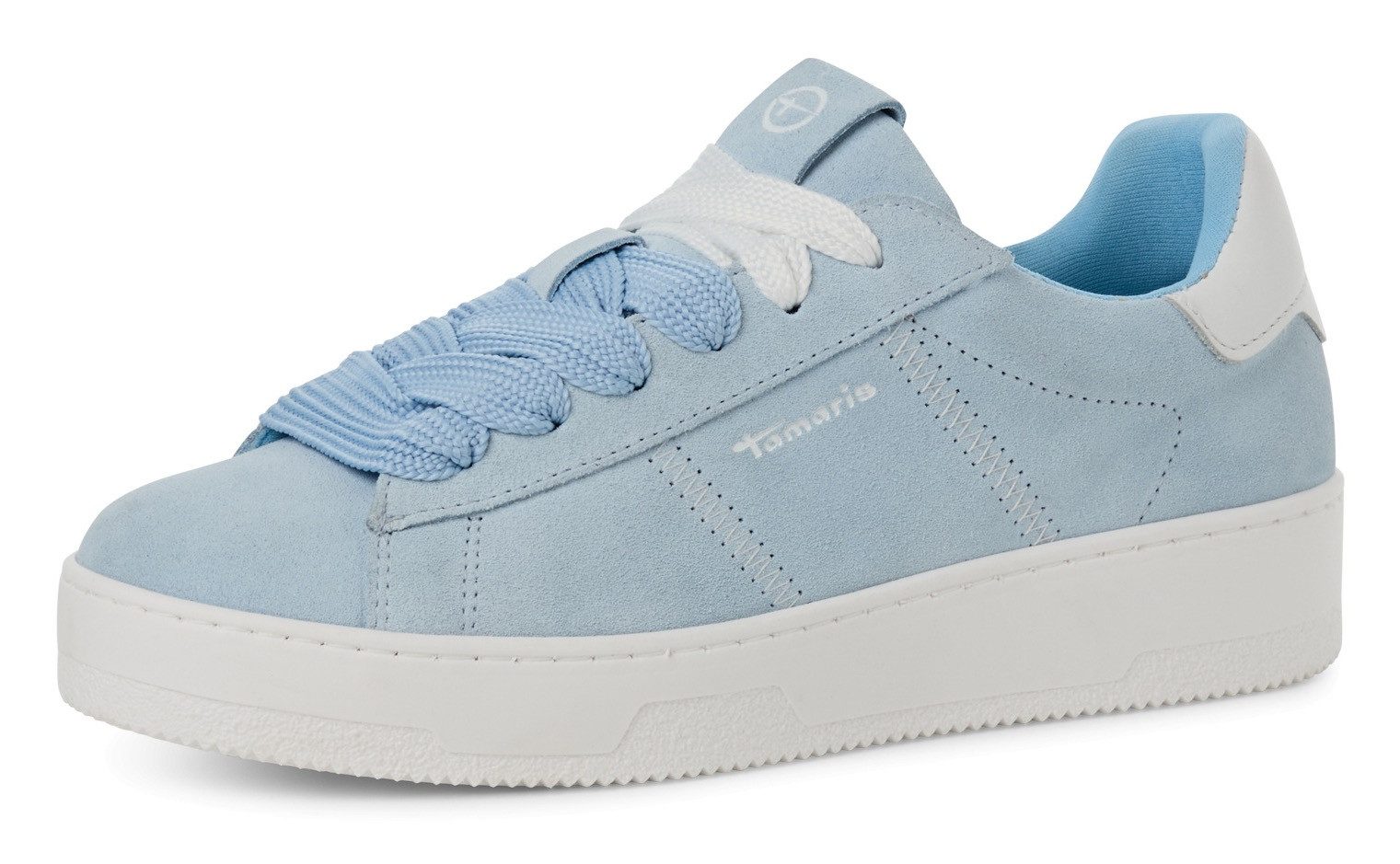Tamaris Plateausneakers , vrijetijdsschoen, lage schoen, veterschoen met zijlijk logo-opdruk