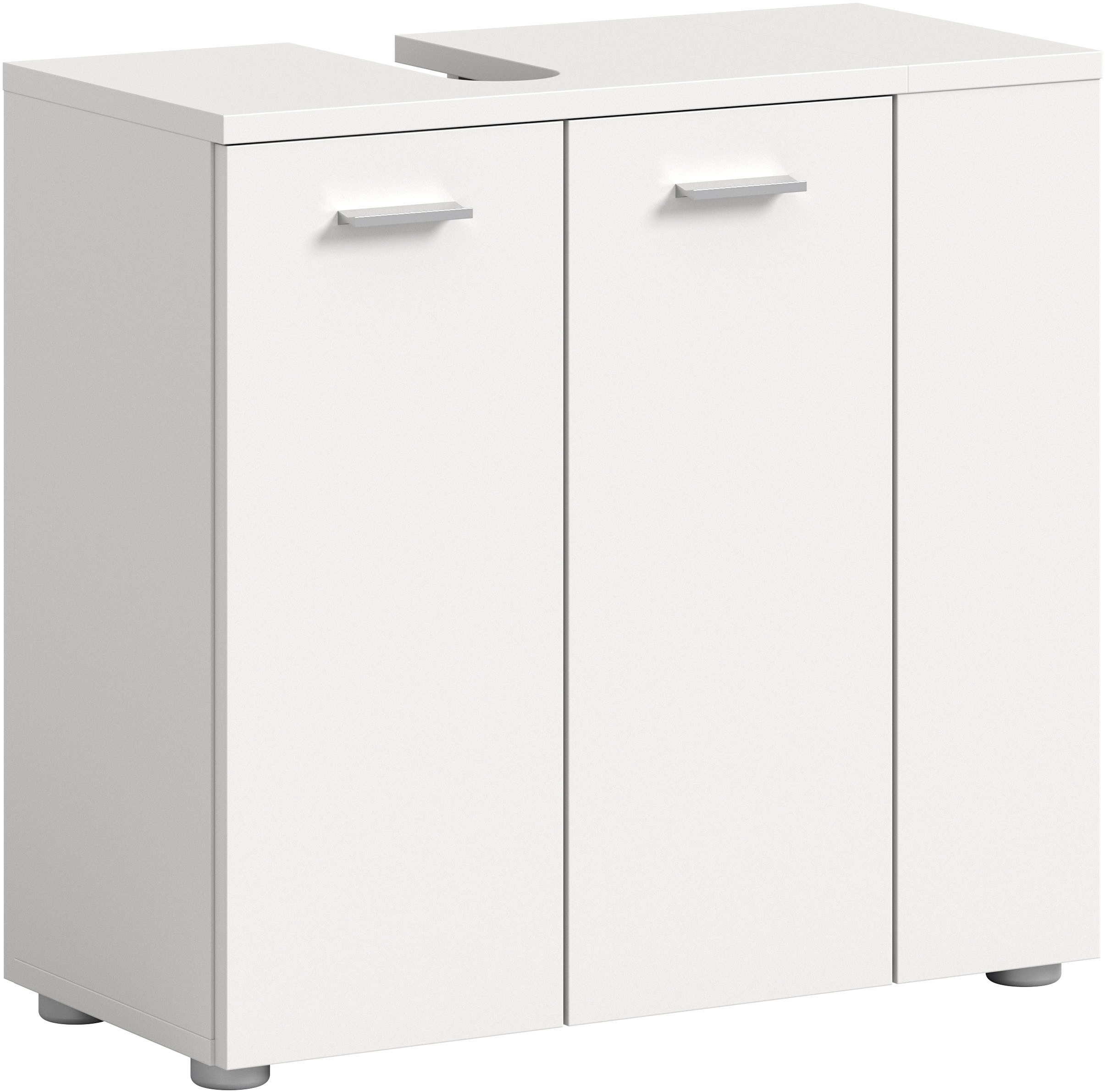 welltime Wastafelonderkast Breedte 65cm, met zijrek, 2 deuren, 4 vakken Wastafel, onderkast, kast, badkast, badkamerkast onderkasten wit