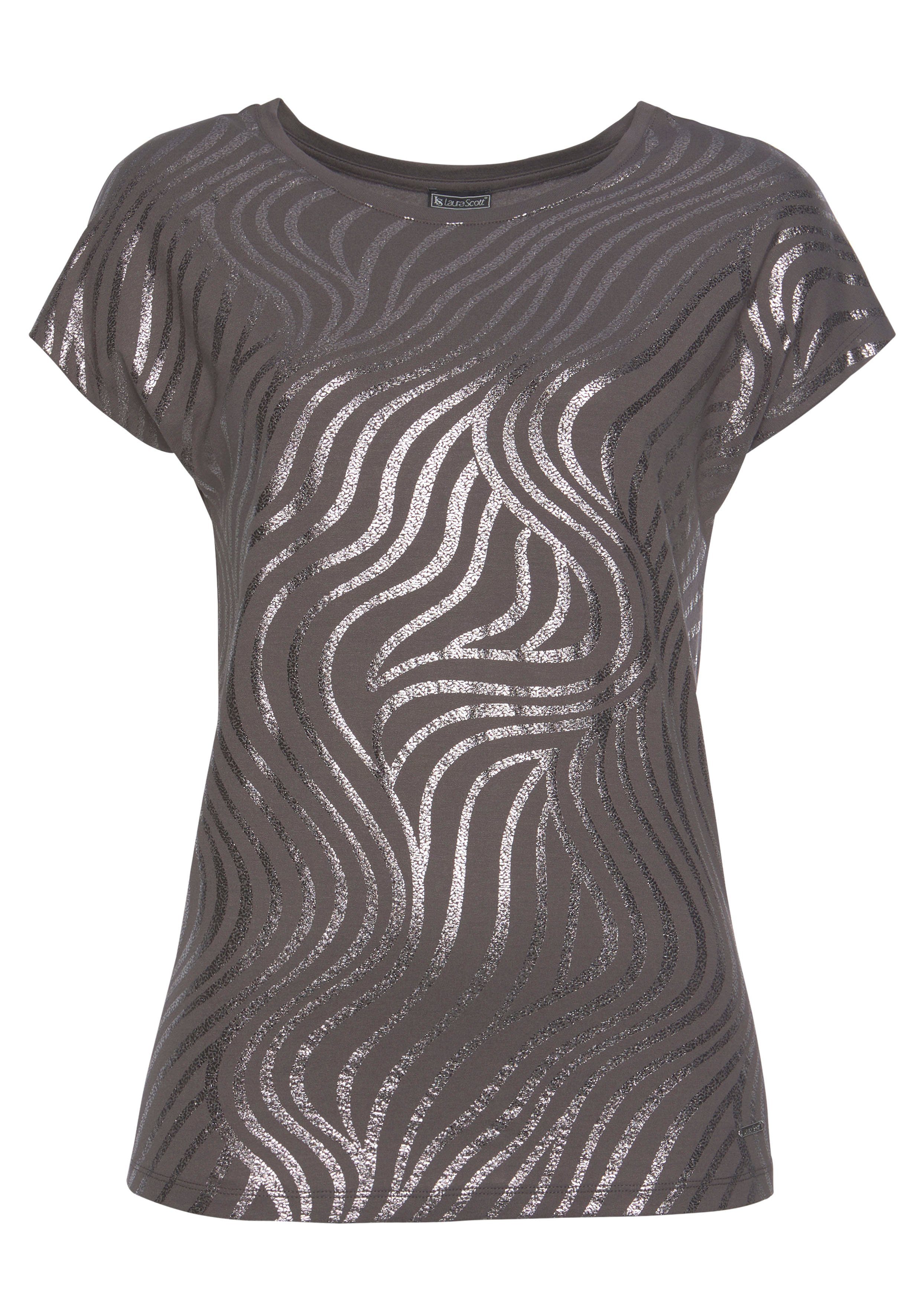 Laura Scott Shirt met ronde hals Korte mouwen, figuurvolgend, van elastische single jersey