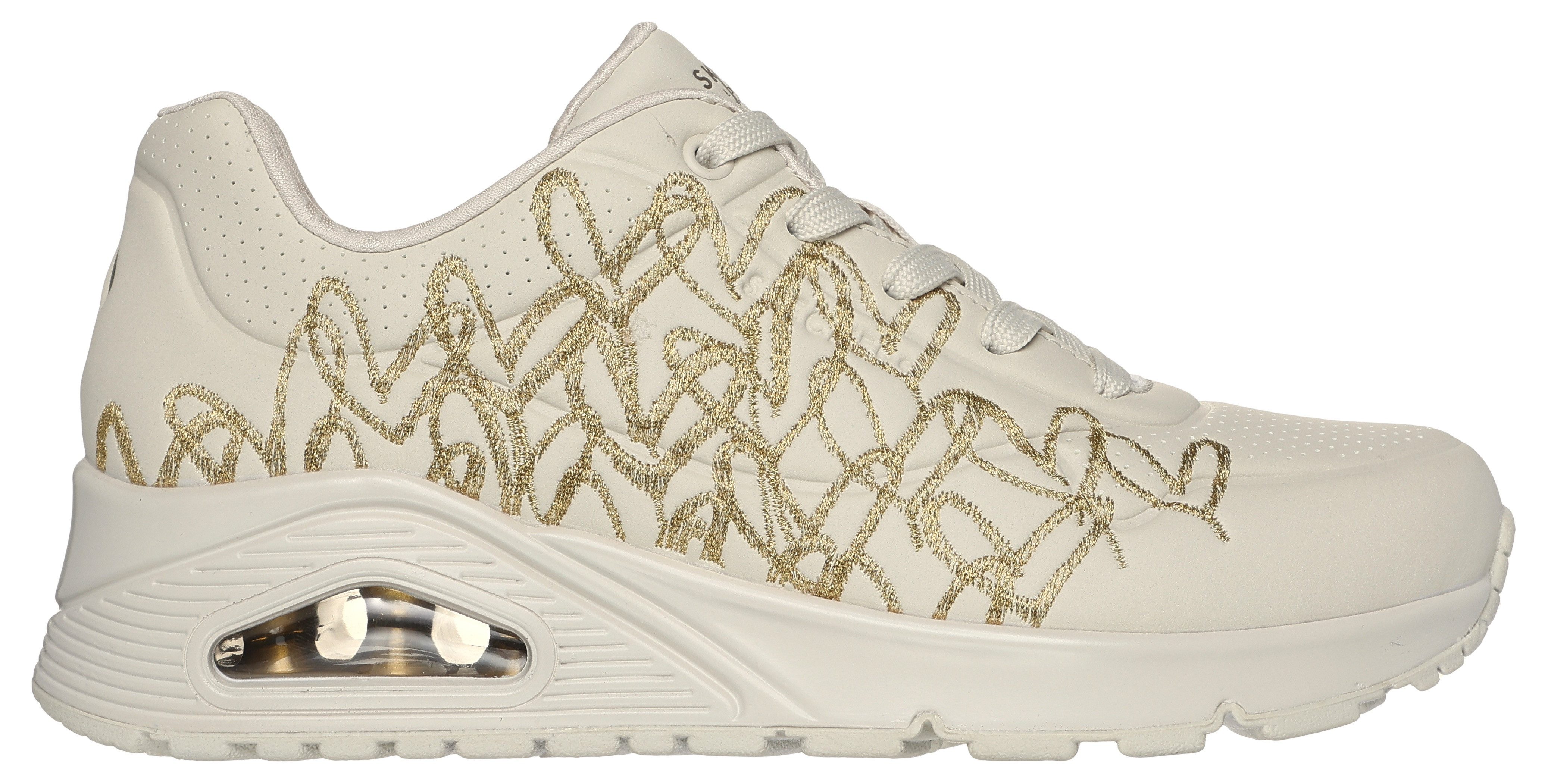 Skechers Sneakers UNO-GOLDEN HEART Vrijetijdsschoen, veterschoen met gouden mylar borduursels