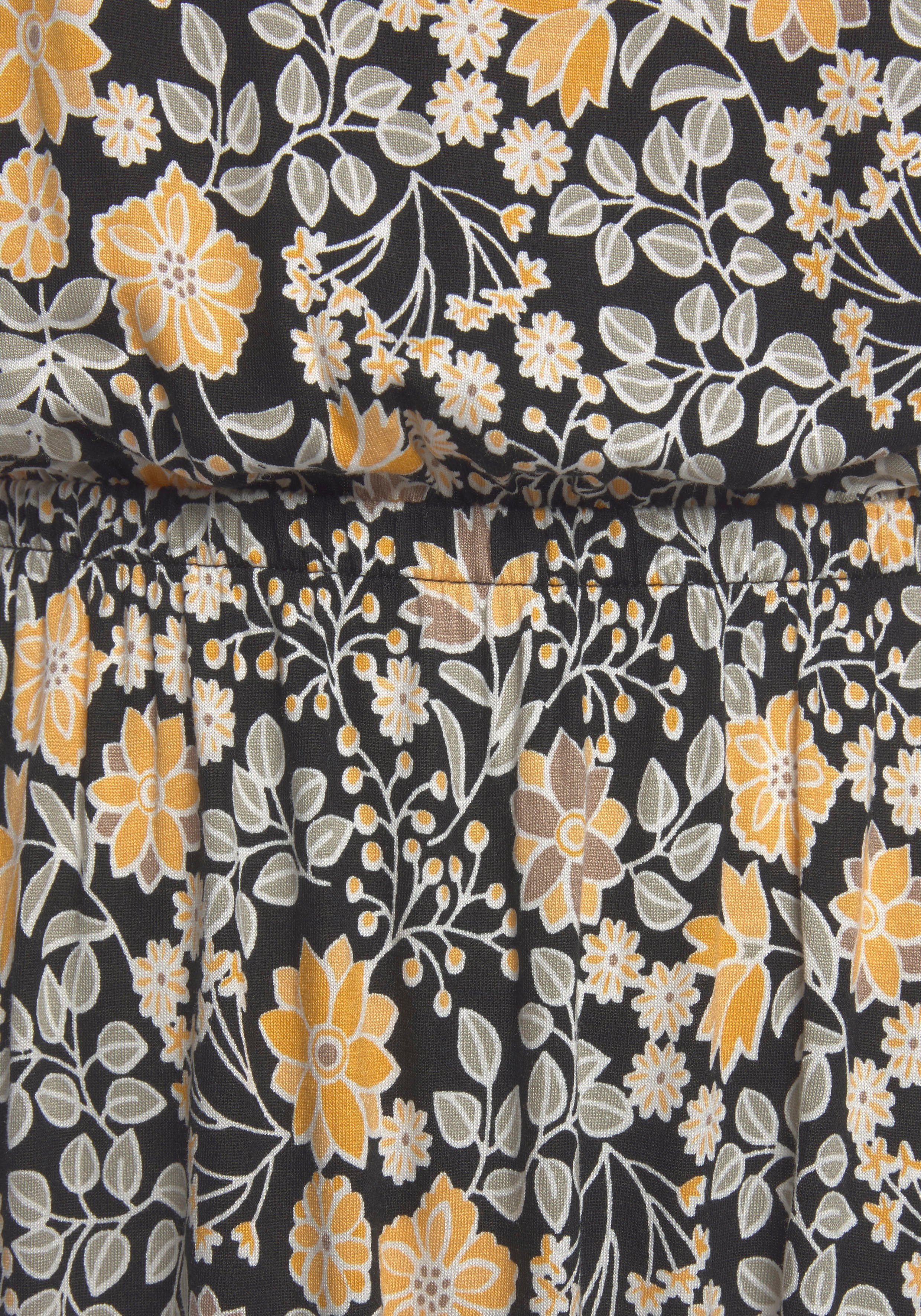 Lascana Maxi-jurk met bloemenprint en carmen halslijn, zomerjurk, strandjurk
