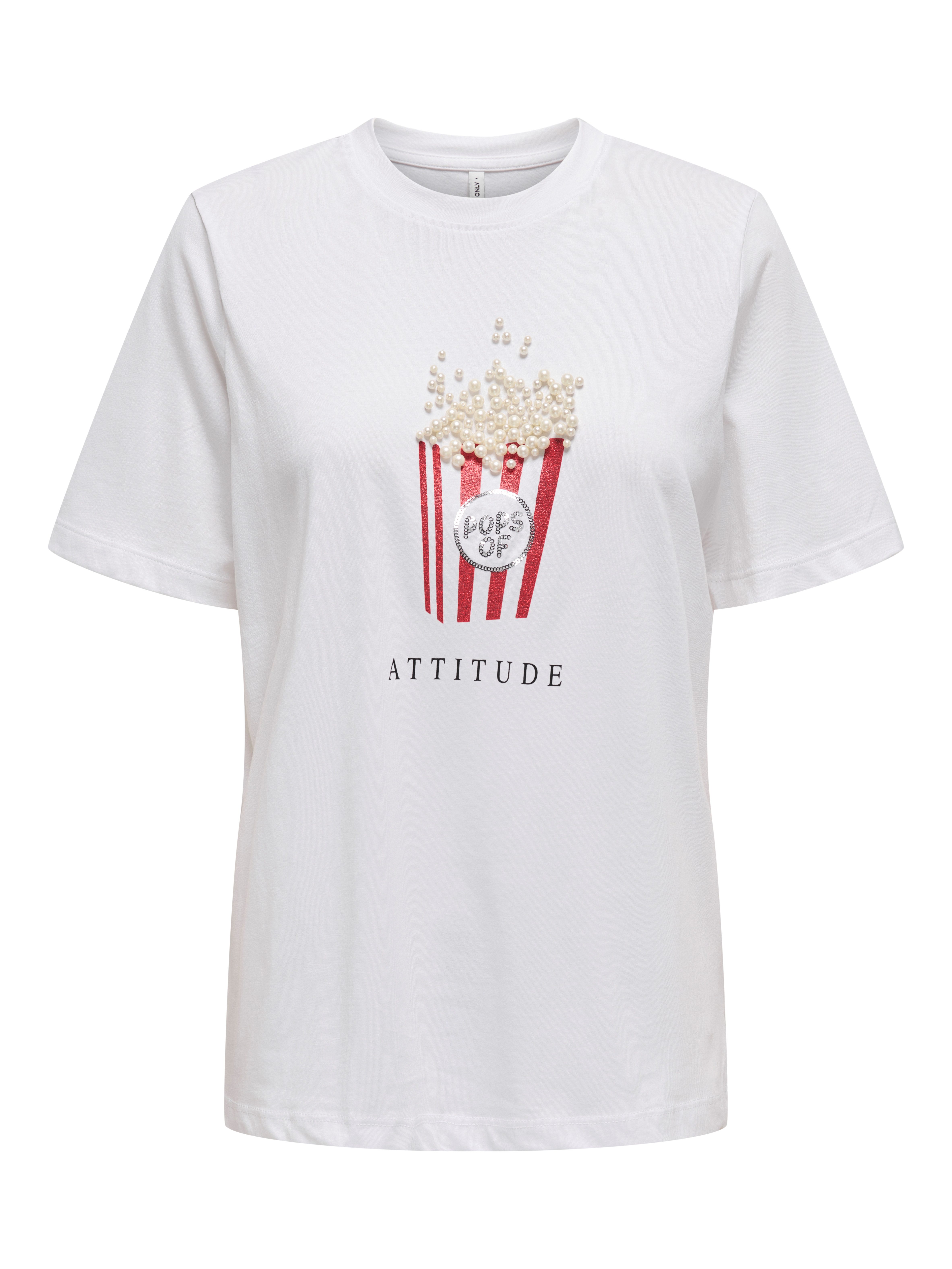 Only Shirt met korte mouwen ONLBURST LIFE S/S POPCORN TOP BOX JRS