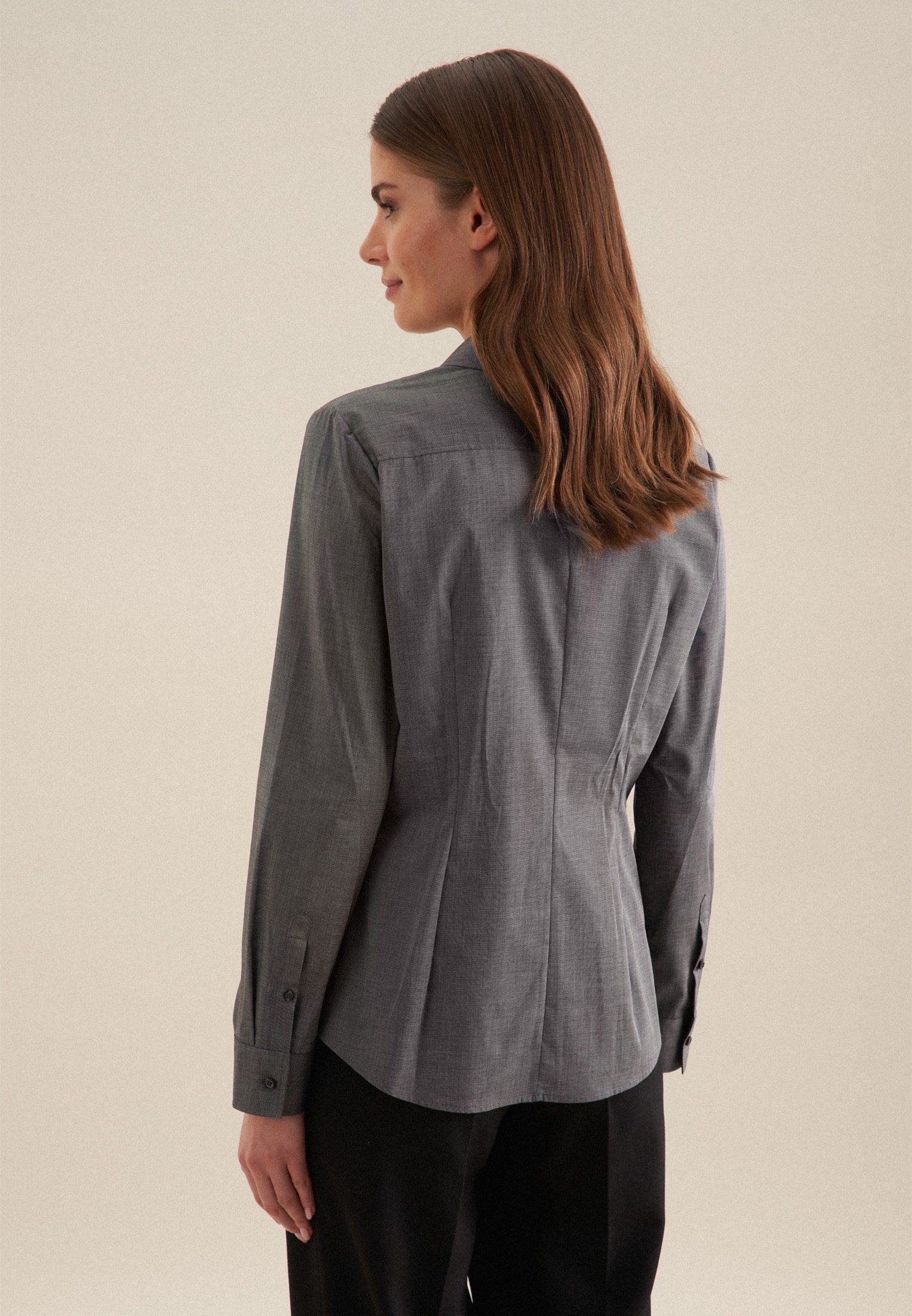 seidensticker Overhemdblouse Zwarte roos Lange mouwen kraag uni