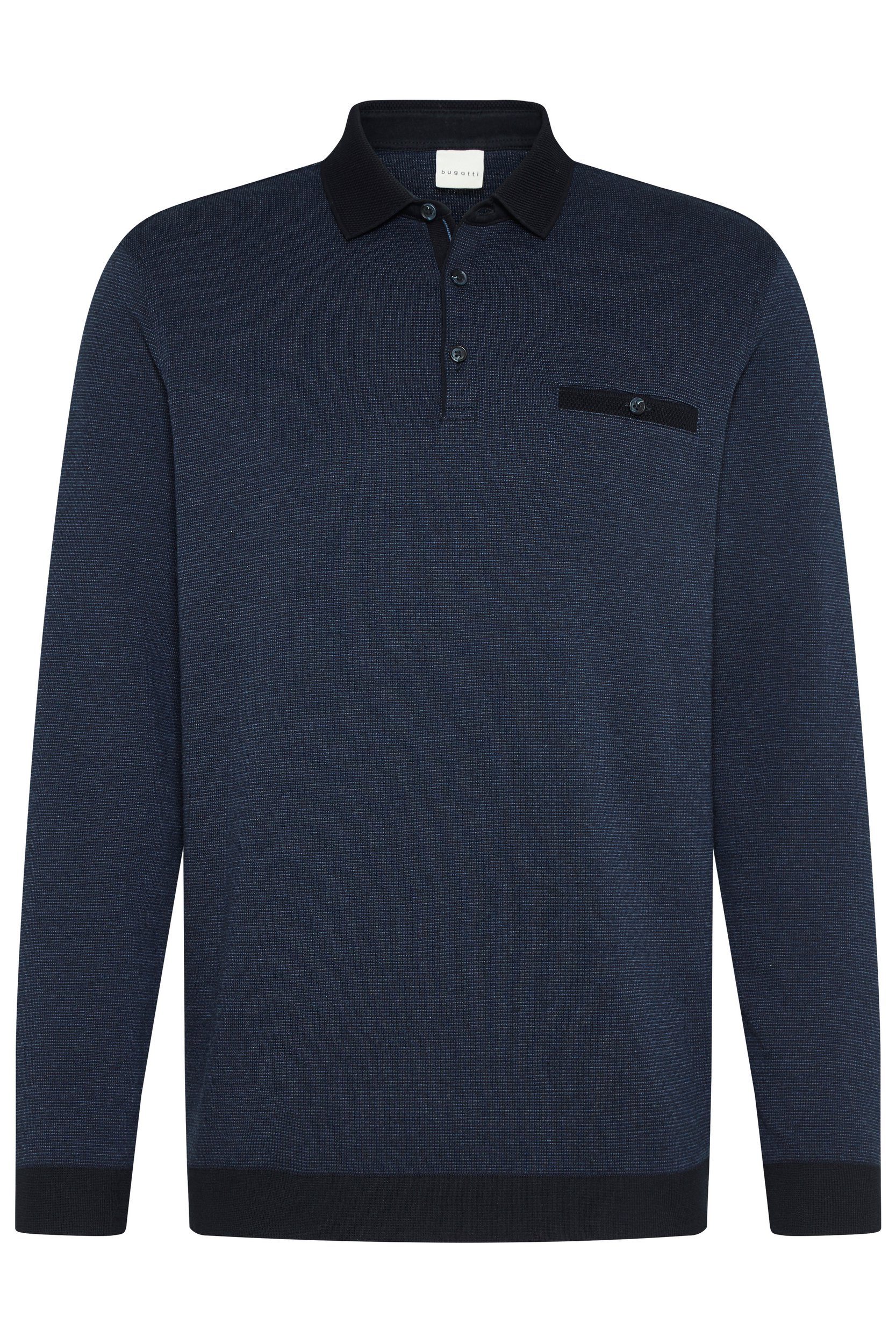 Bugatti Poloshirt met lange mouwen in 2-tone-look