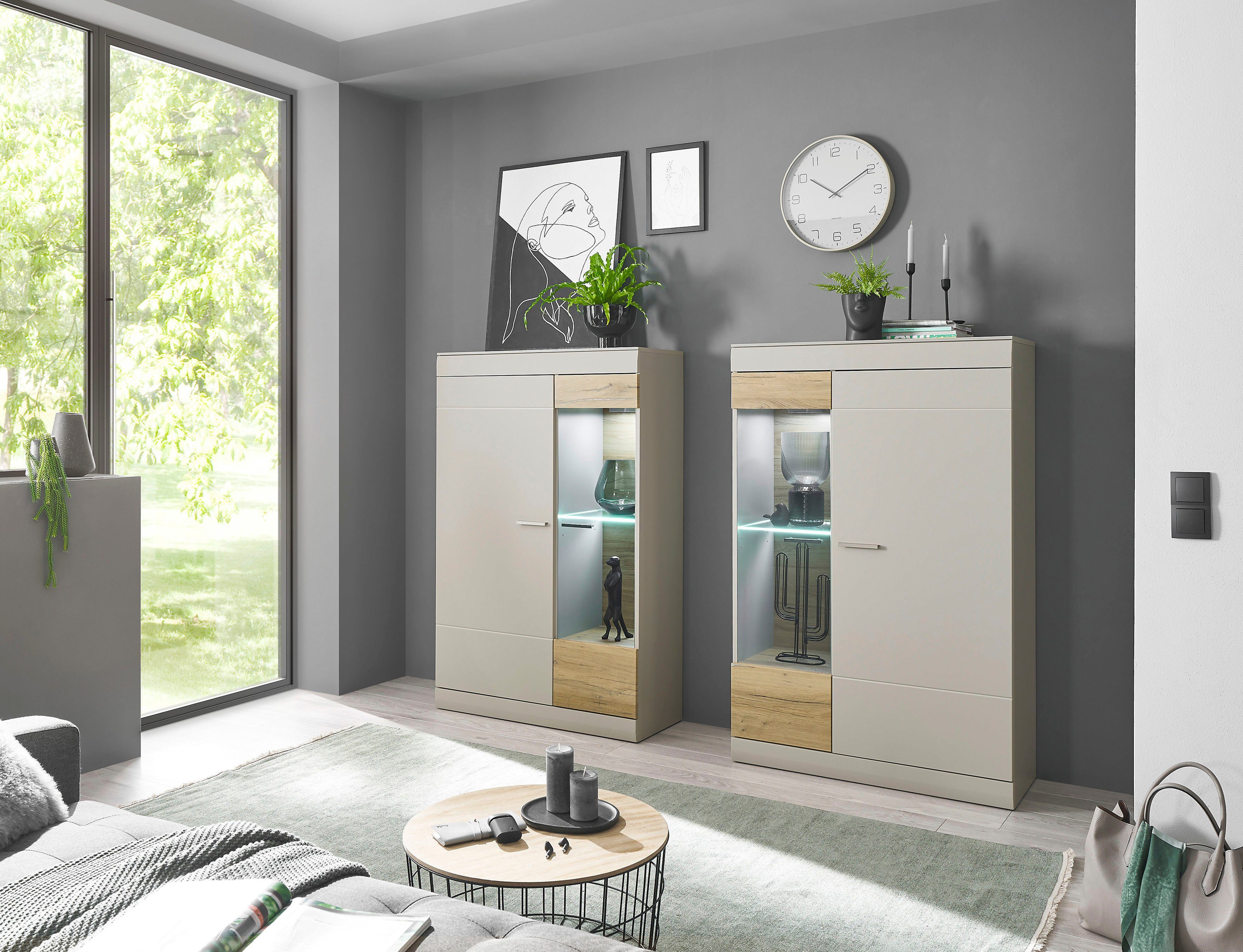 INOSIGN Wandmeubel SCARA trendy kleur met applicatie tineiken decor, met soft-closefunctie (2-delig)