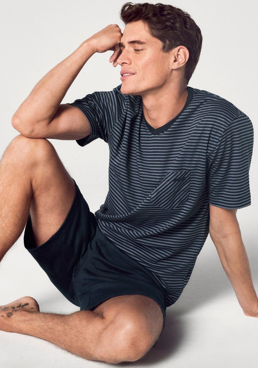 CALIDA Shortama Relax Streamline met lange mouw top in gestreepte look (2-delig)