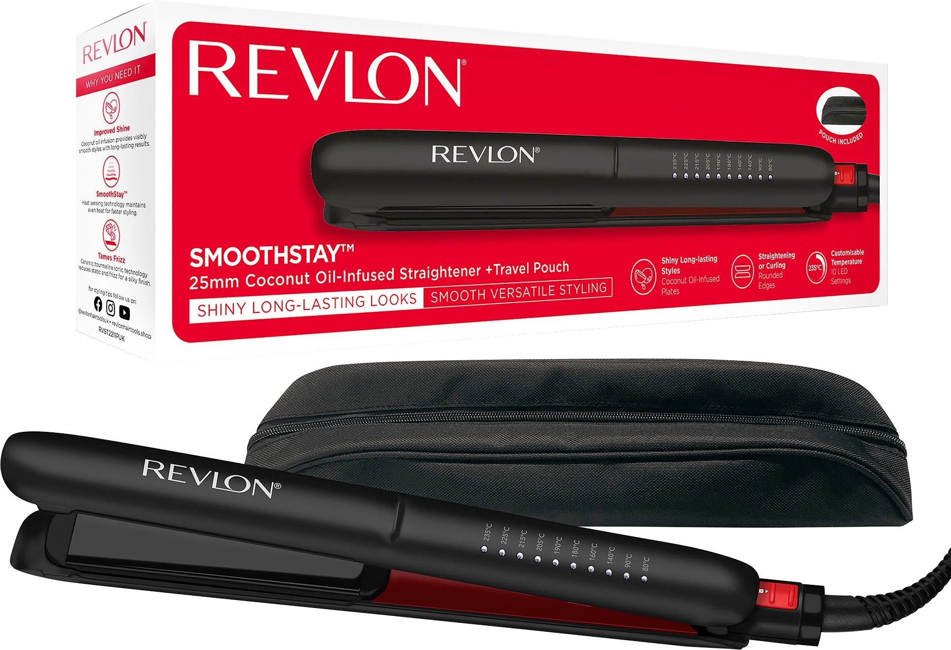 Revlon Straightener SMOOTHSTAY RVST2211 MET DRIEDUBBELE COATING EN KOKOSOLIE-INFUSIE