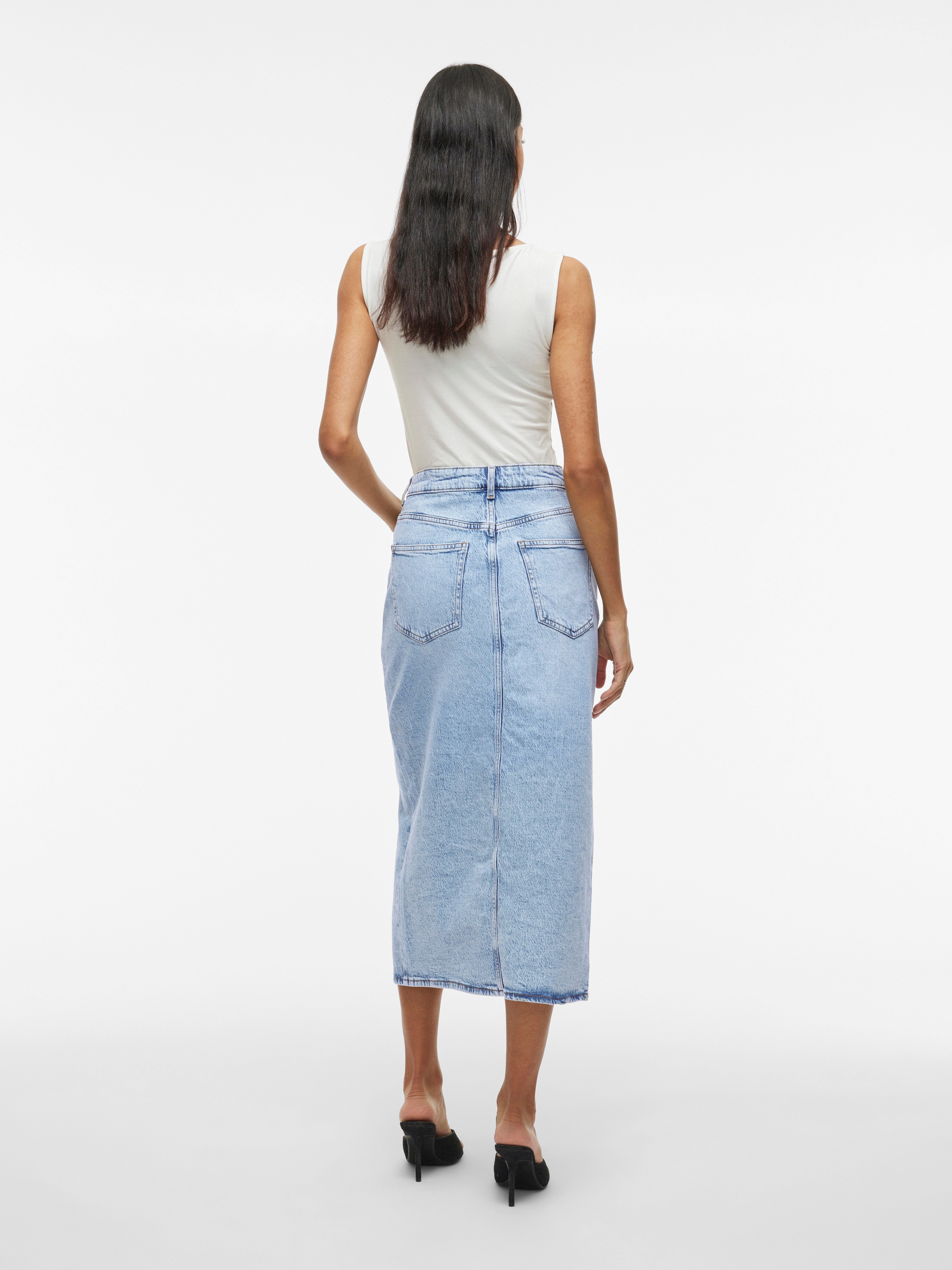 Vila Jeans rok VIJAF HW MIDI DENIM SKIRT-NOOS
