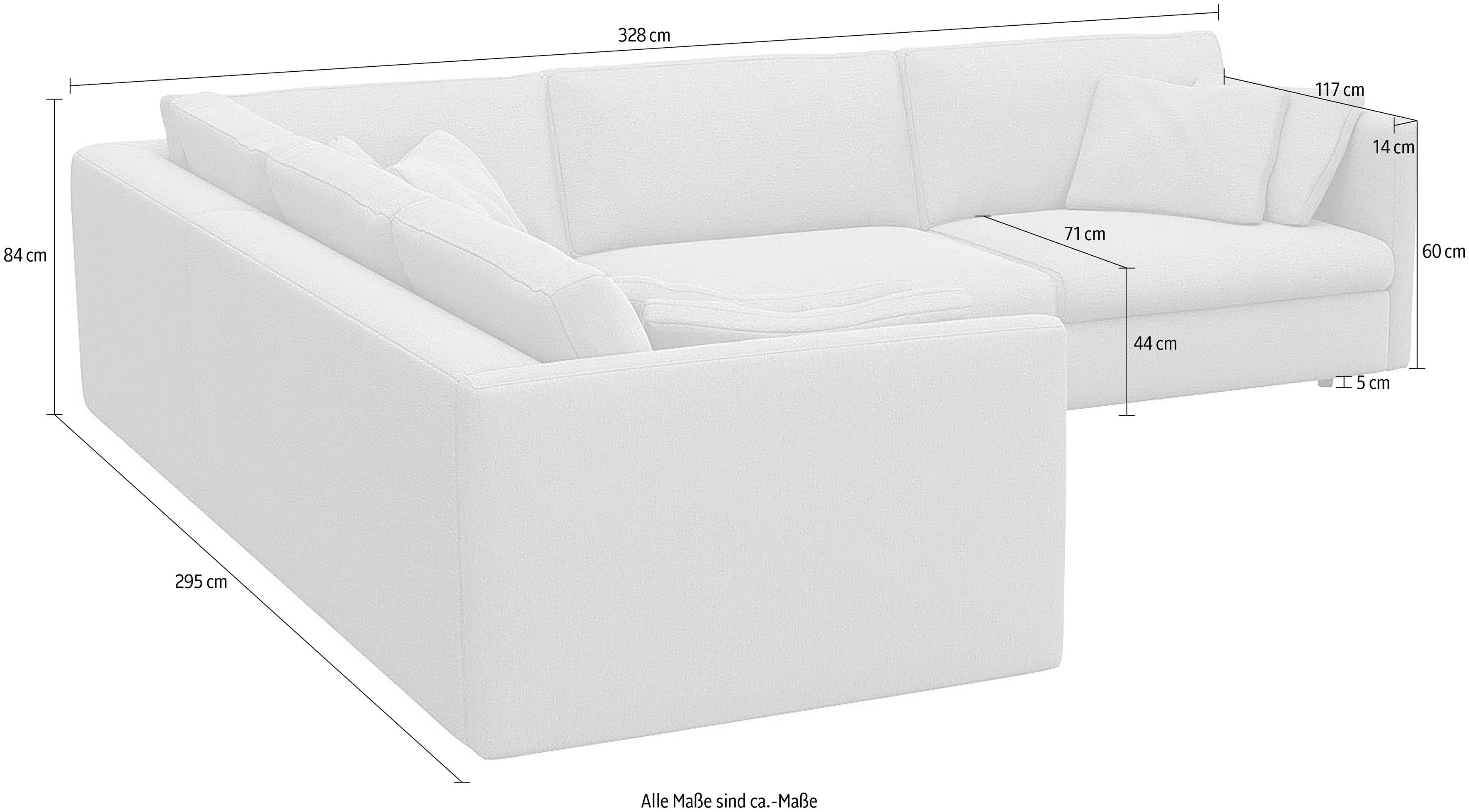 FLEXLUX Hoekbank Lovane, elegant en tijdloos, comfortabel, L-vorm Zacht en zeer comfortabel, grote zitdiepte op koudschuim, inclusief sierkussen