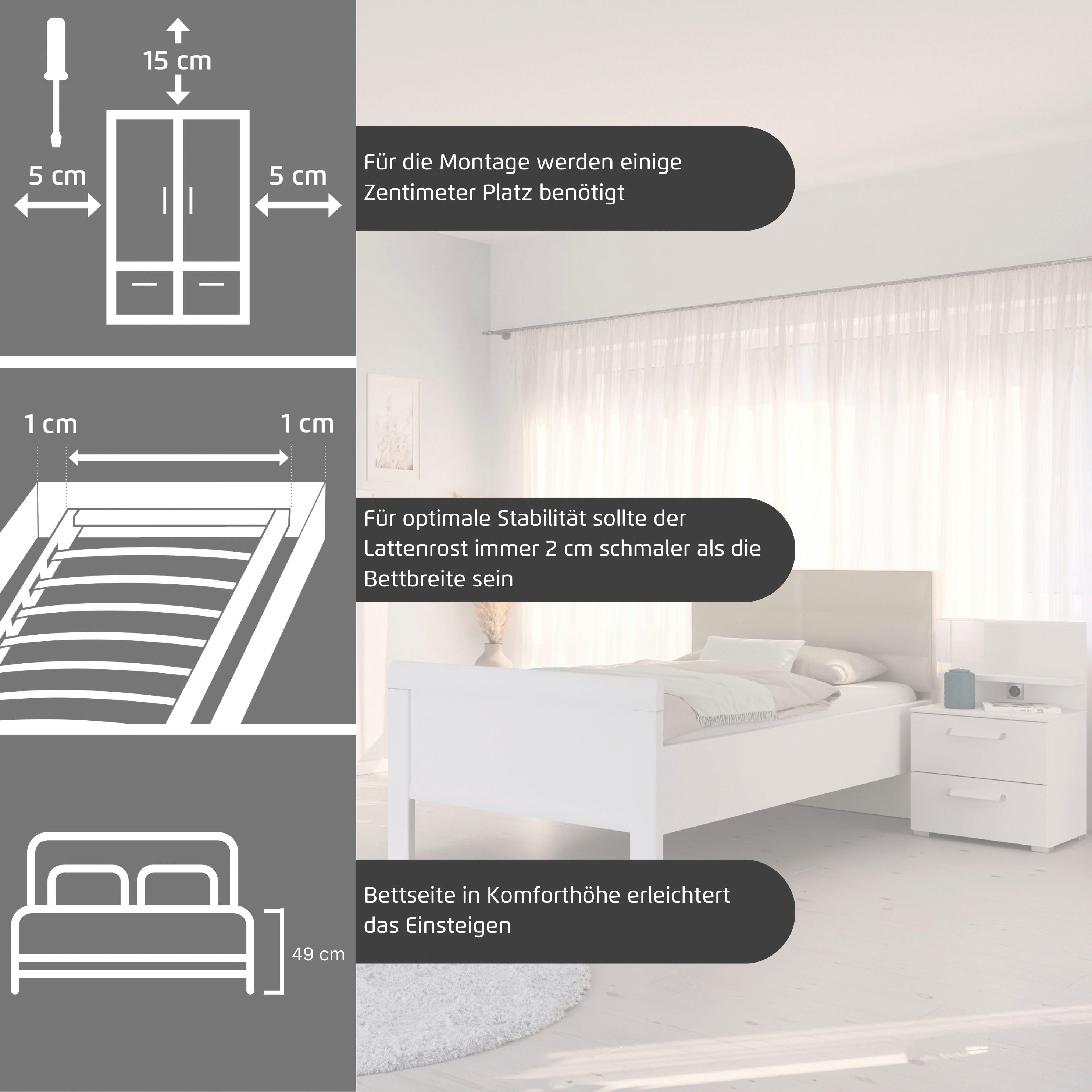 rauch Slaapkamerserie Compleet slaapkamer EVELYN Kast en bed in 2 breedtes, nachtkastje met 2 lades MADE IN GERMANY (set, 3-delig)