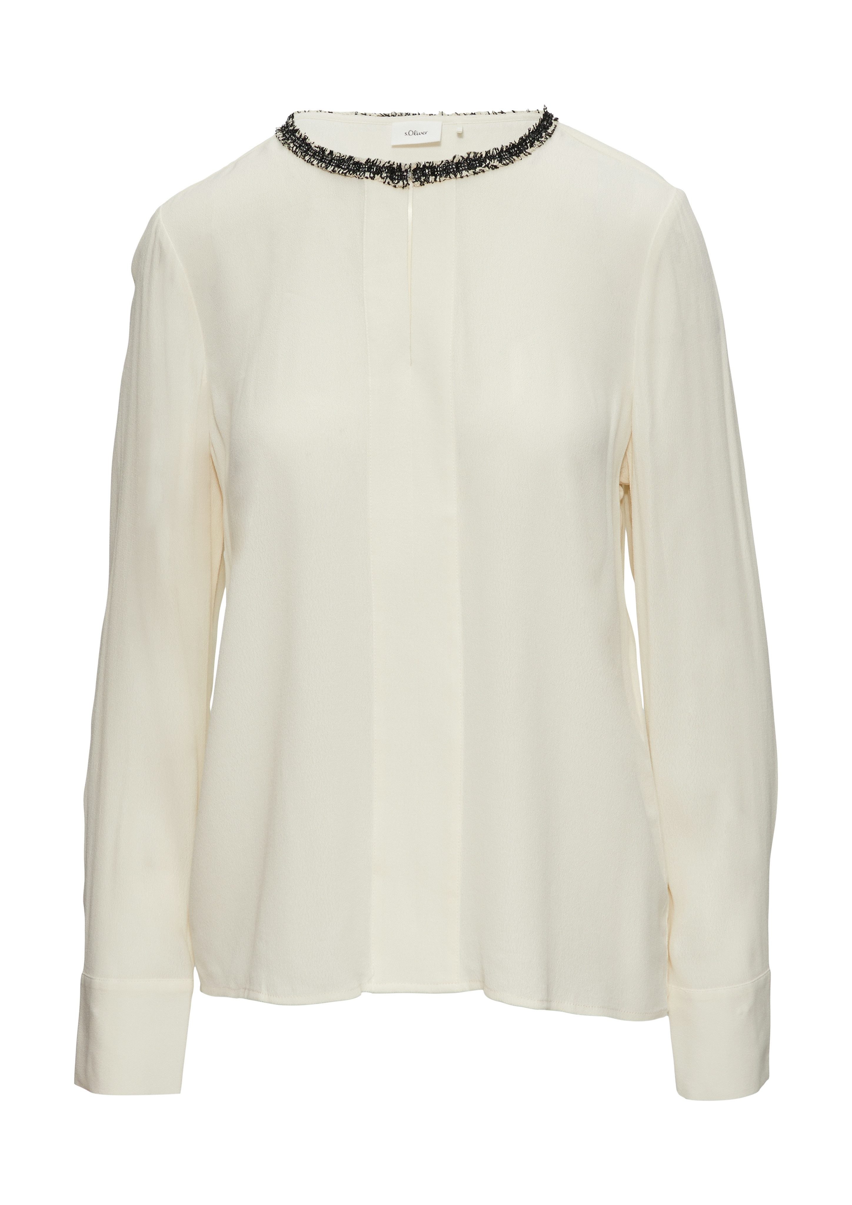 s.Oliver BLACK LABEL Blouse met lange mouwen met decoratieve applicatie aan de halslijn