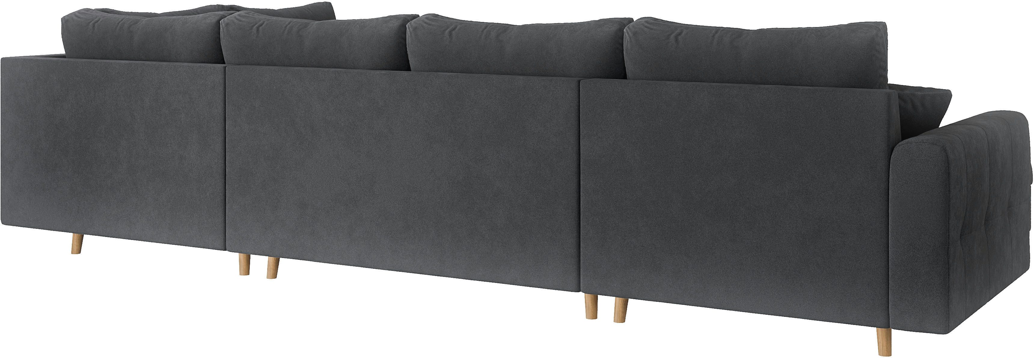 Home affaire Zithoek CHARRE U-vorm met ottomane, afmetingen B/D/H: 310/161/81 cm fijne stiksels, losse rug- en sierkussens, ook in cord en bouclé