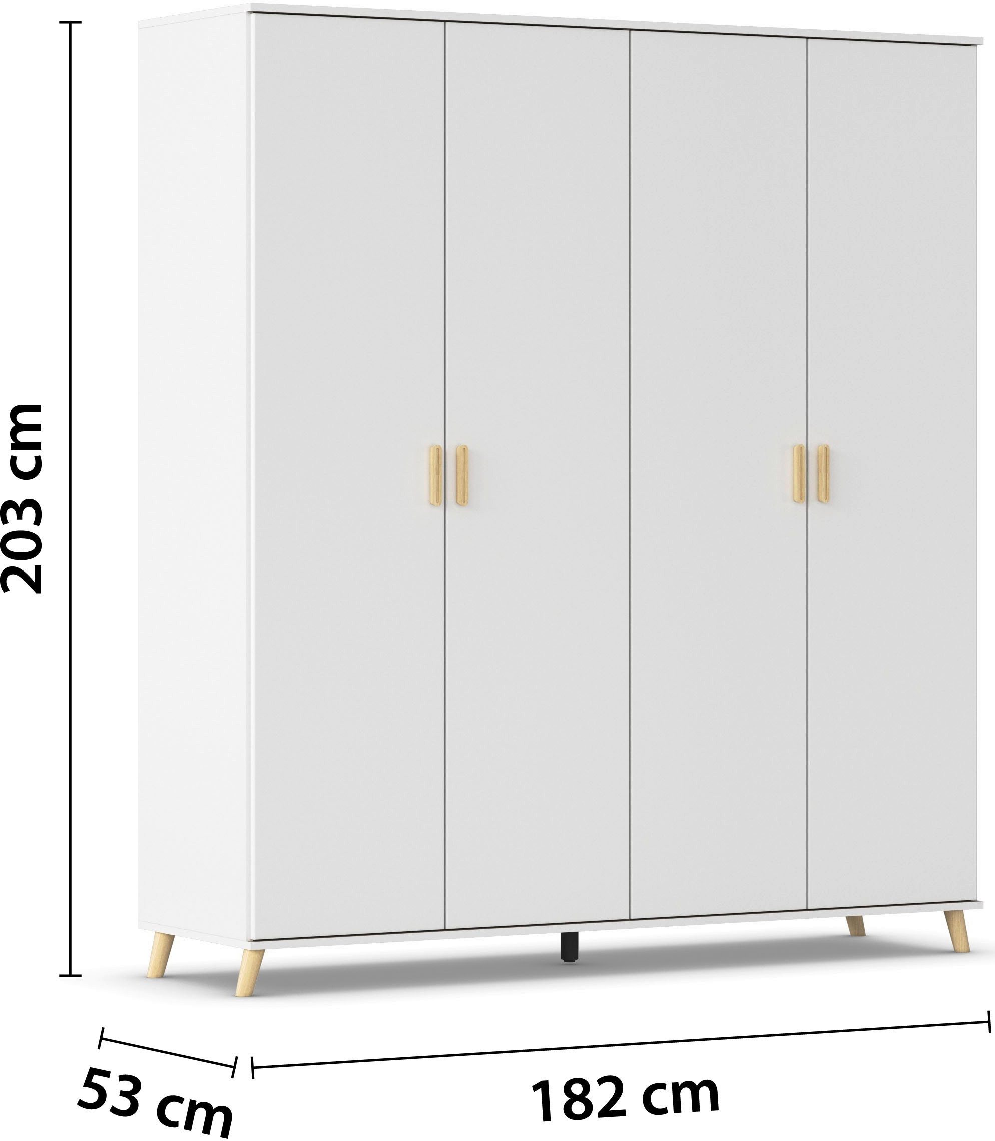 rauch Kledingkast Ottos Choice Skandi Kinderkamer Bestseller Slaapkamerkast FALUN in moderne scandi-look, poten/handgrepen eiken massief made in germany