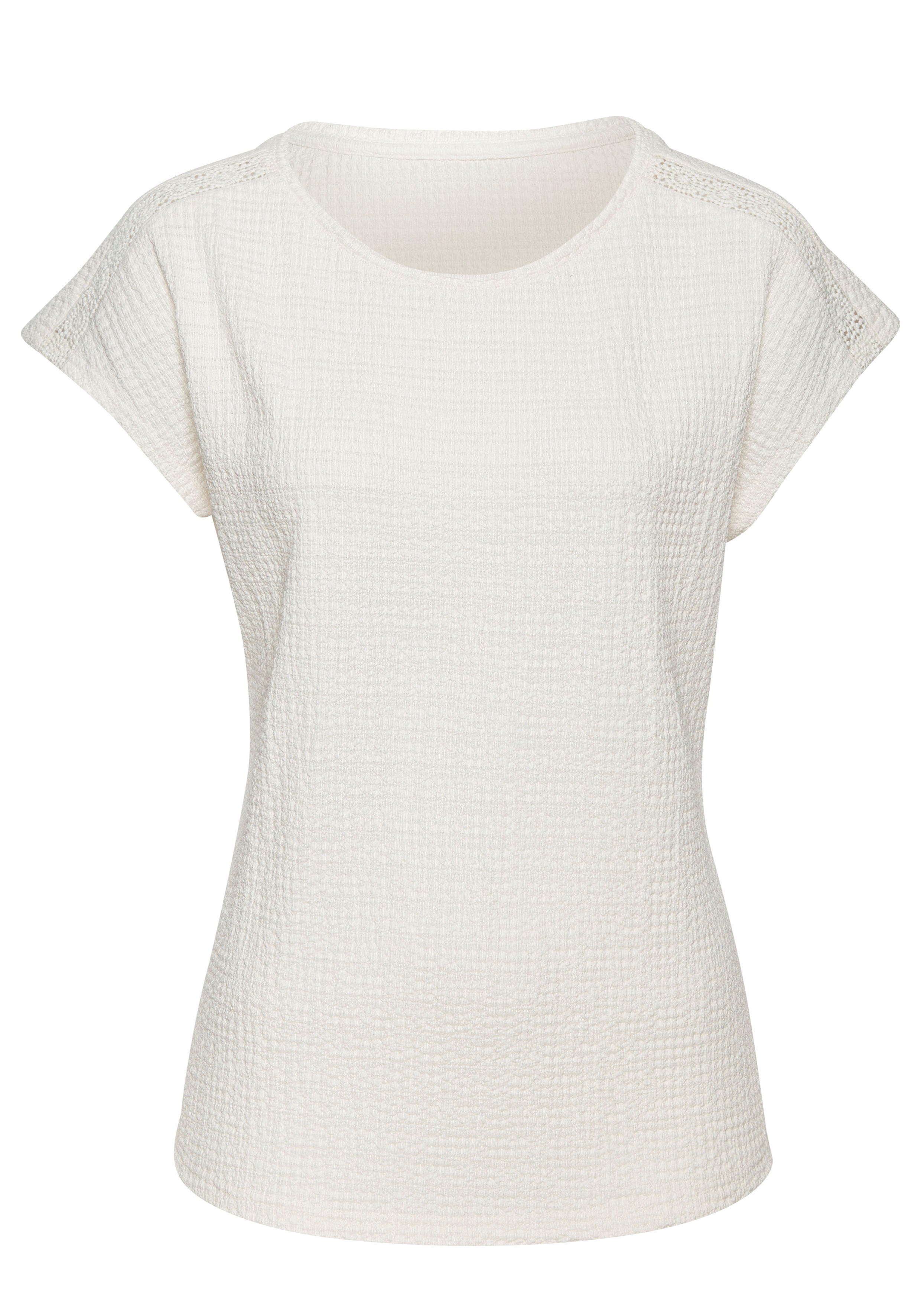 Vivance Shirt met korte mouwen Met decoratieve haak-inzet van kreukvrije crêpe-kwaliteit (2-delig, Set van 2)