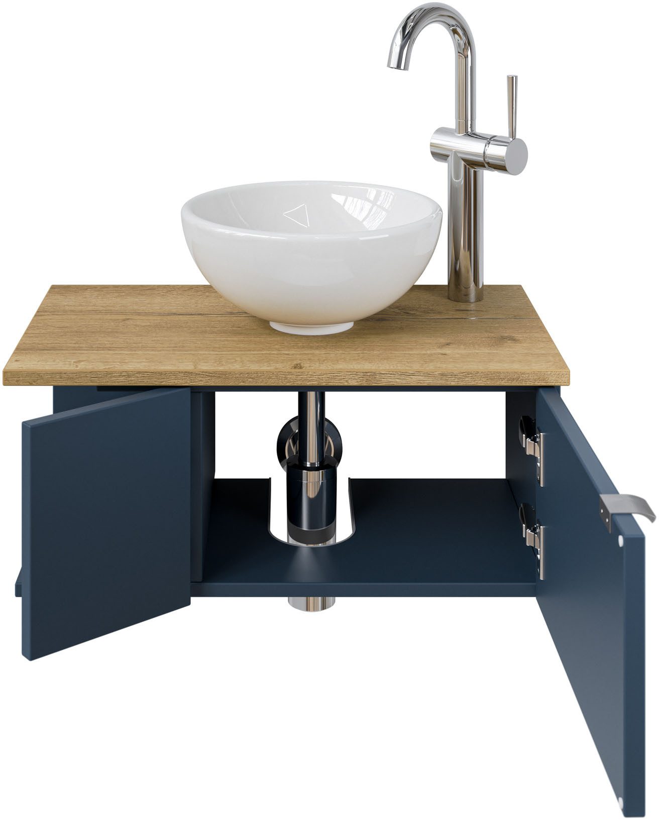 Saphir Wastafelonderkast Serie 6915 wastafel met onderkast voor gastenbadkamer, tweede toilet (3-delig)