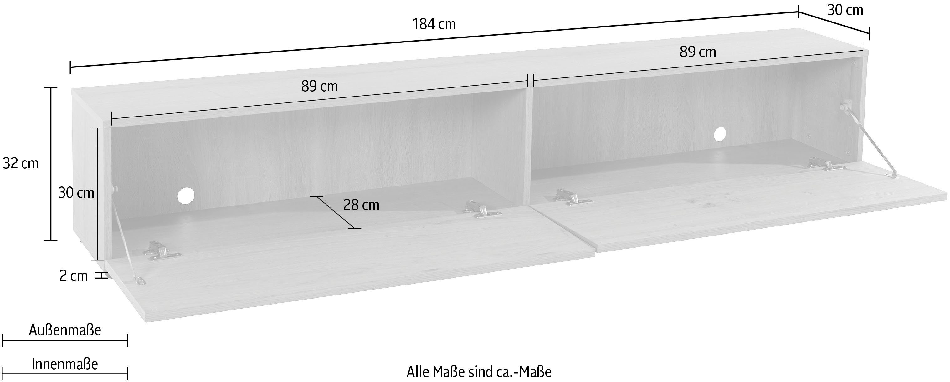 VOGL Möbelfabrik Tv-meubel 1237 Breedte 184 cm, hangend en staand, front van gefineerd eiken