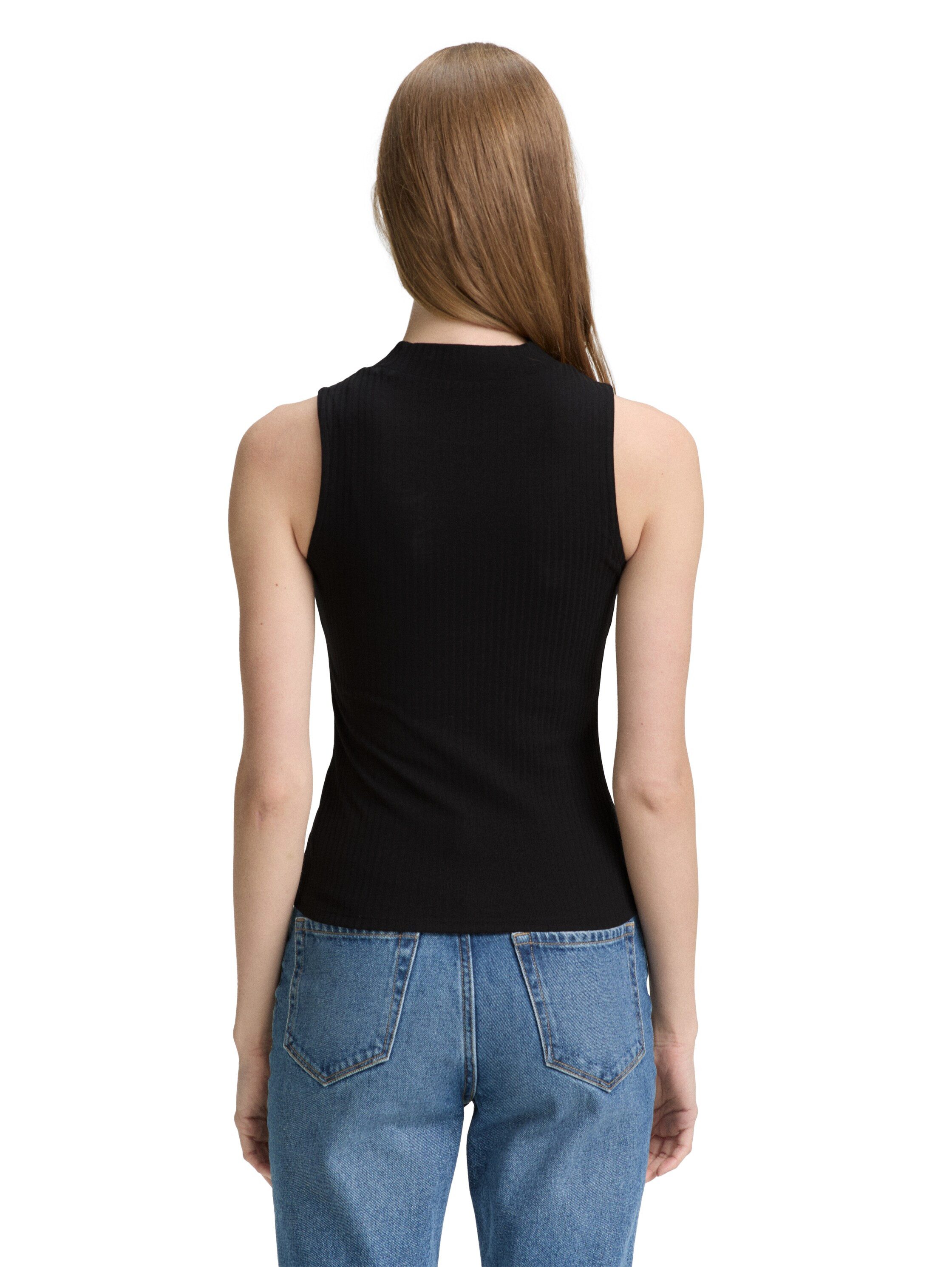 Tom Tailor Denim T-shirt met ribstructuur