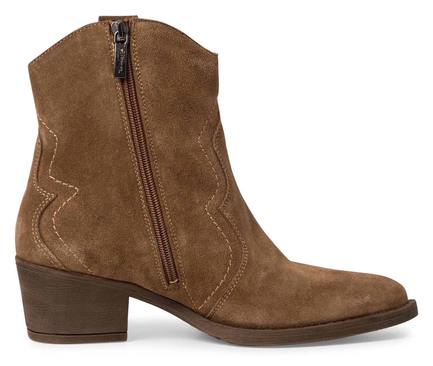 Tamaris Cowboy laars blokhak, festival, westernlaarzen met modieuze contraststiksels