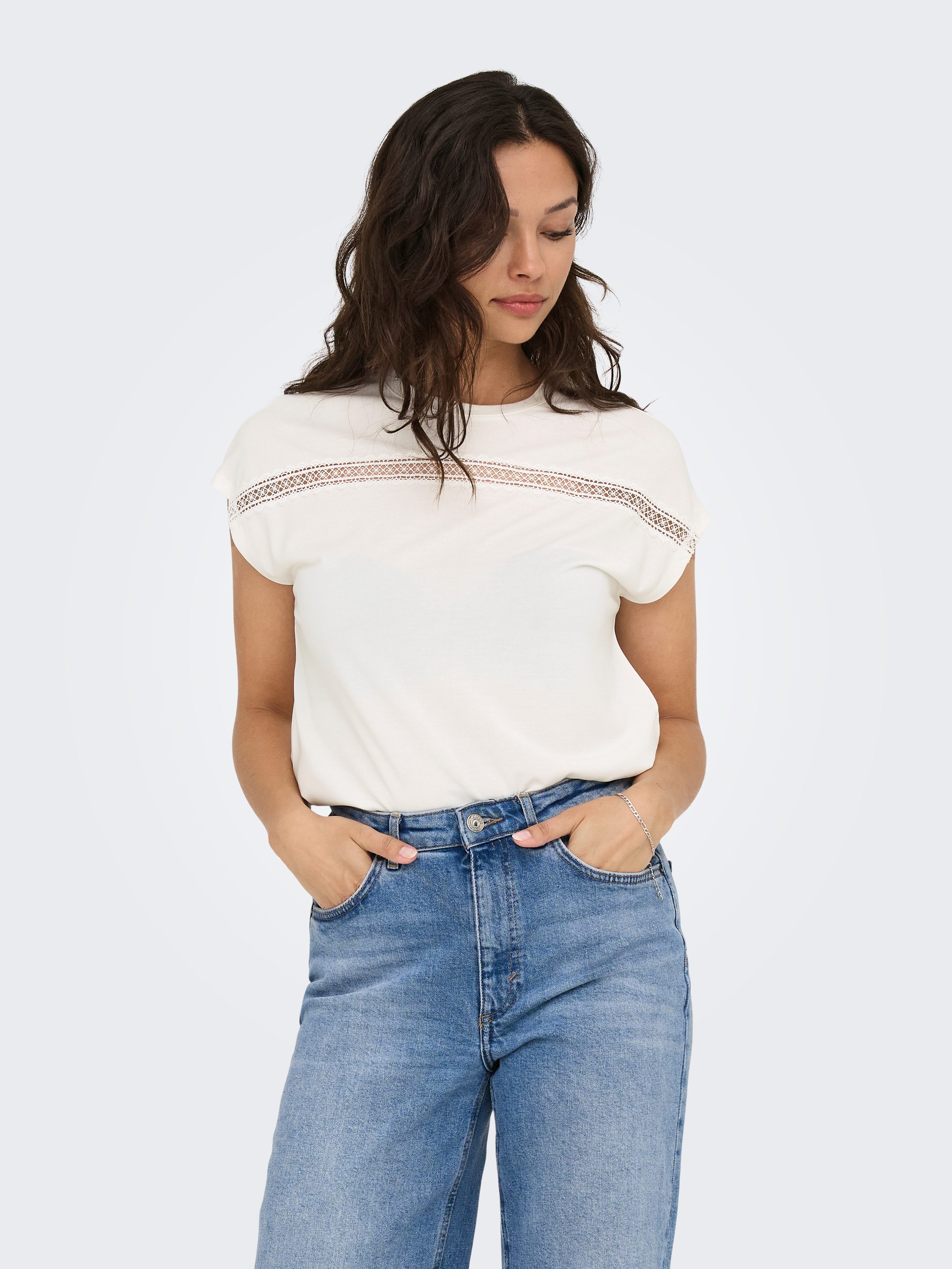 Only Shirt met korte mouwen ONLFREE LIFE BATSLEEVE O-NECK MIX TOPJRS