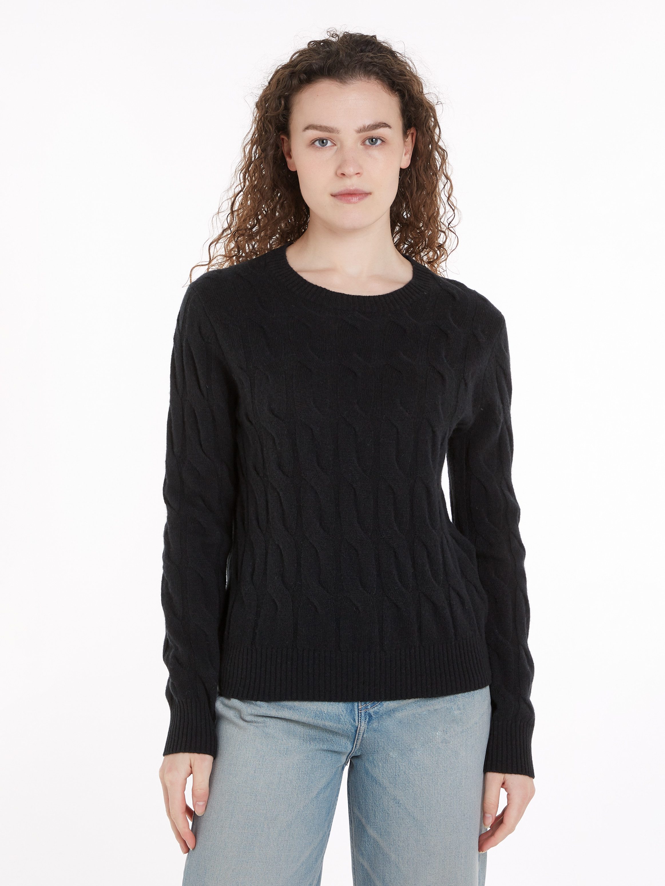 Tommy Hilfiger Gebreide trui SOFT WOOL CABLE C-NK met kabelpatroon ronde hals