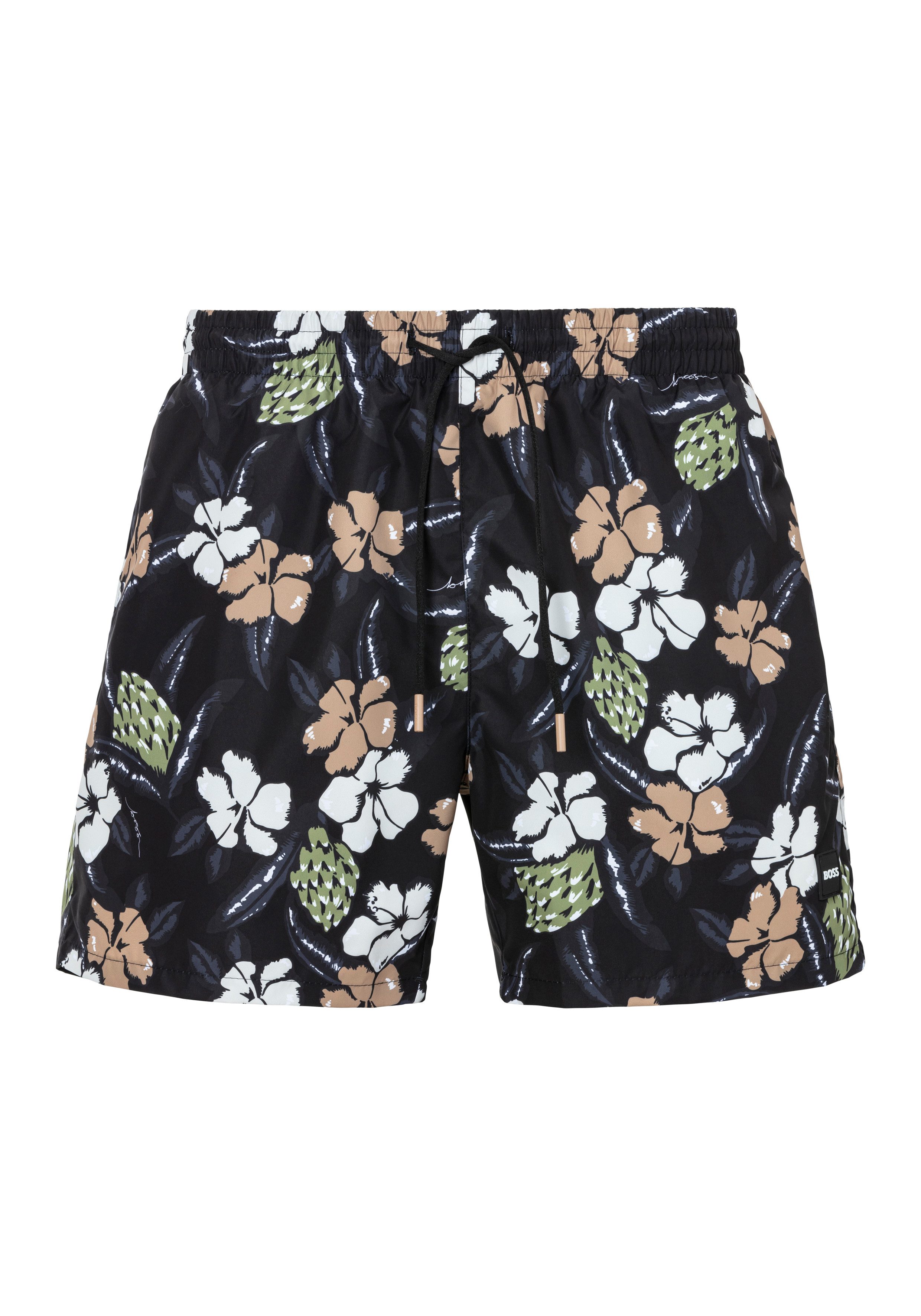 BOSS Zwemshort Piranha met kleurrijke all-over print