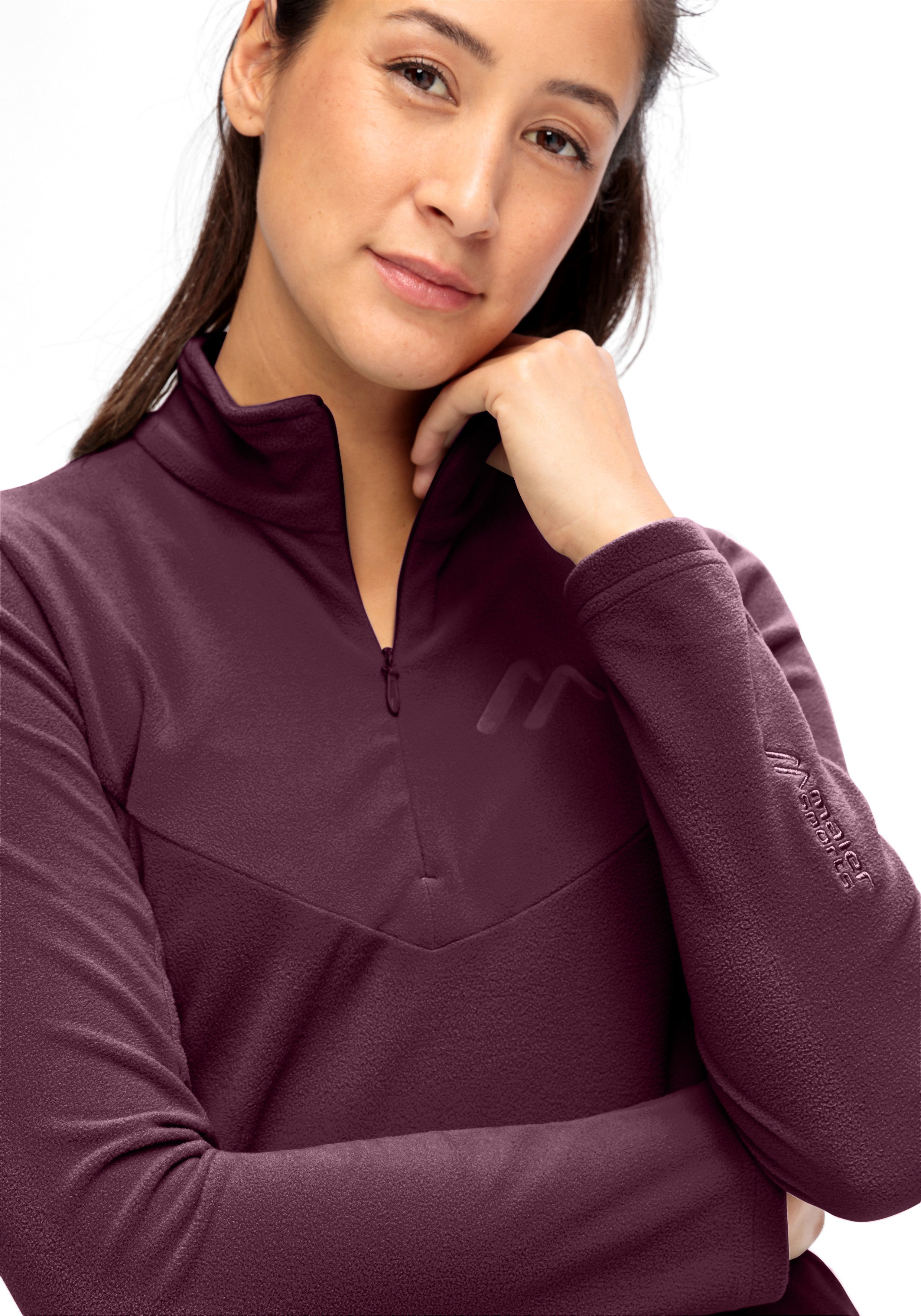 Maier Sports Fleecetrui Denise HZ W Dames midlayer, onderhoudsvriendelijk half-zip fleece