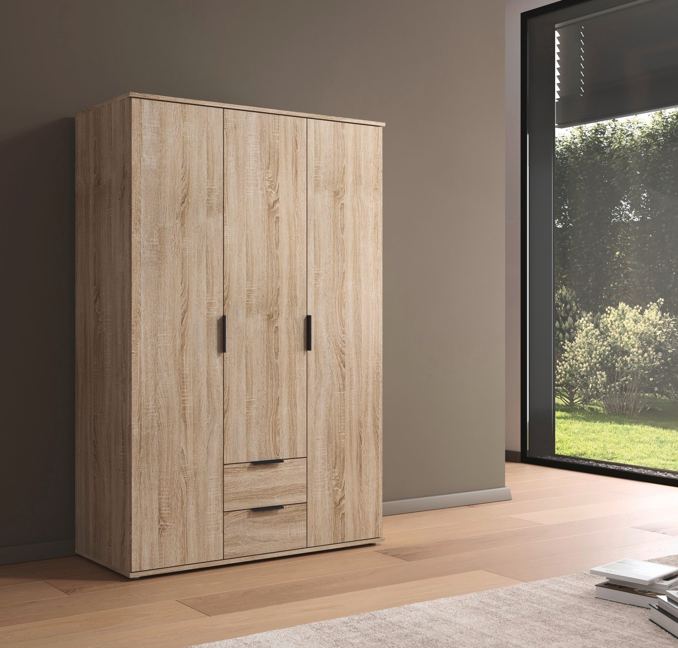 rauch Draaideurkast Kledingkast Kast Garderobe Wasmand ESSEA in 2 Breedtes met 2 lades, in eenvoudig ontwerp, moderne grepen made in germany