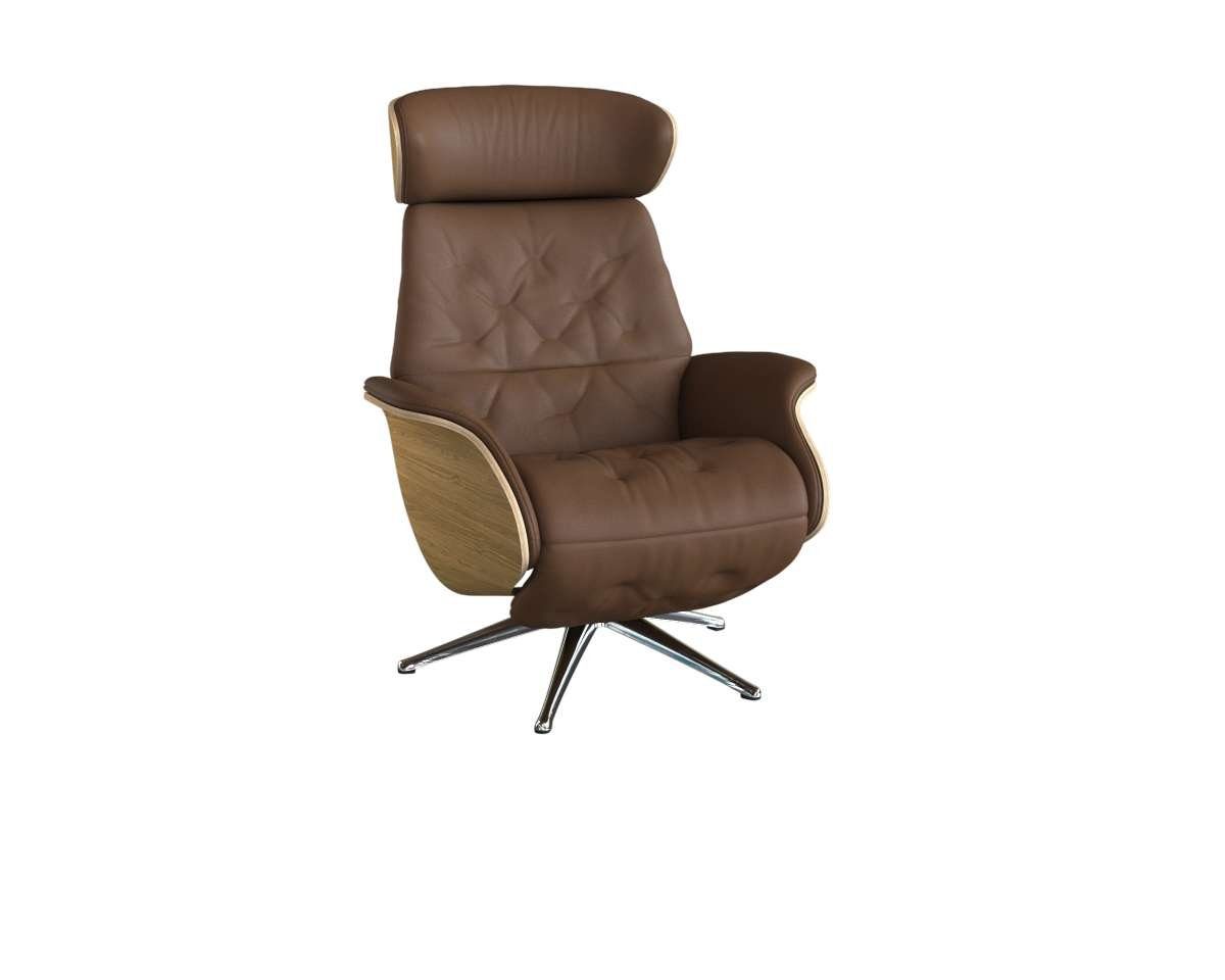 FLEXLUX Relaxfauteuil Volden praktische elektrische fauteuil Maat M, elektrische rug- en voetensteun, accu, armleuning Eiken, aluminium voet