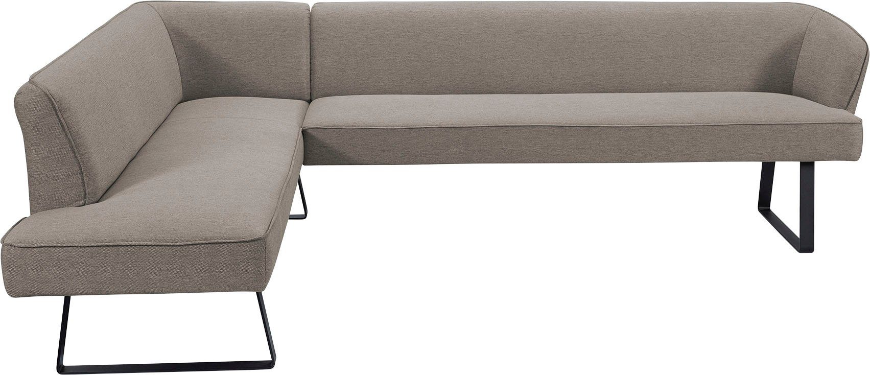 exxpo - sofa fashion Hoekbank Americano met opstaande naad en metalen poten, bekleding in verschillende kwaliteiten