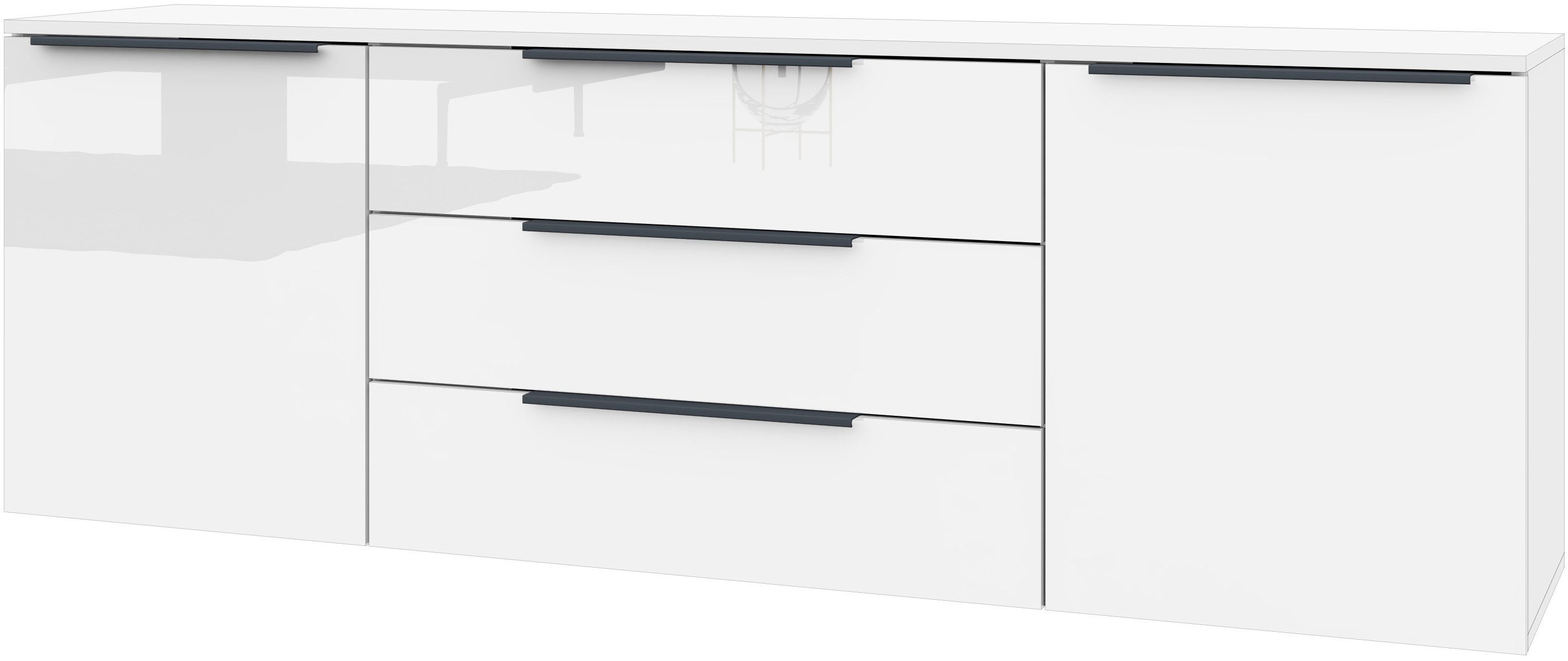 borchardt Möbel Kast Tom Aluminium grepen in grafietgrijs mat, in hoogte verstelbare legplanken