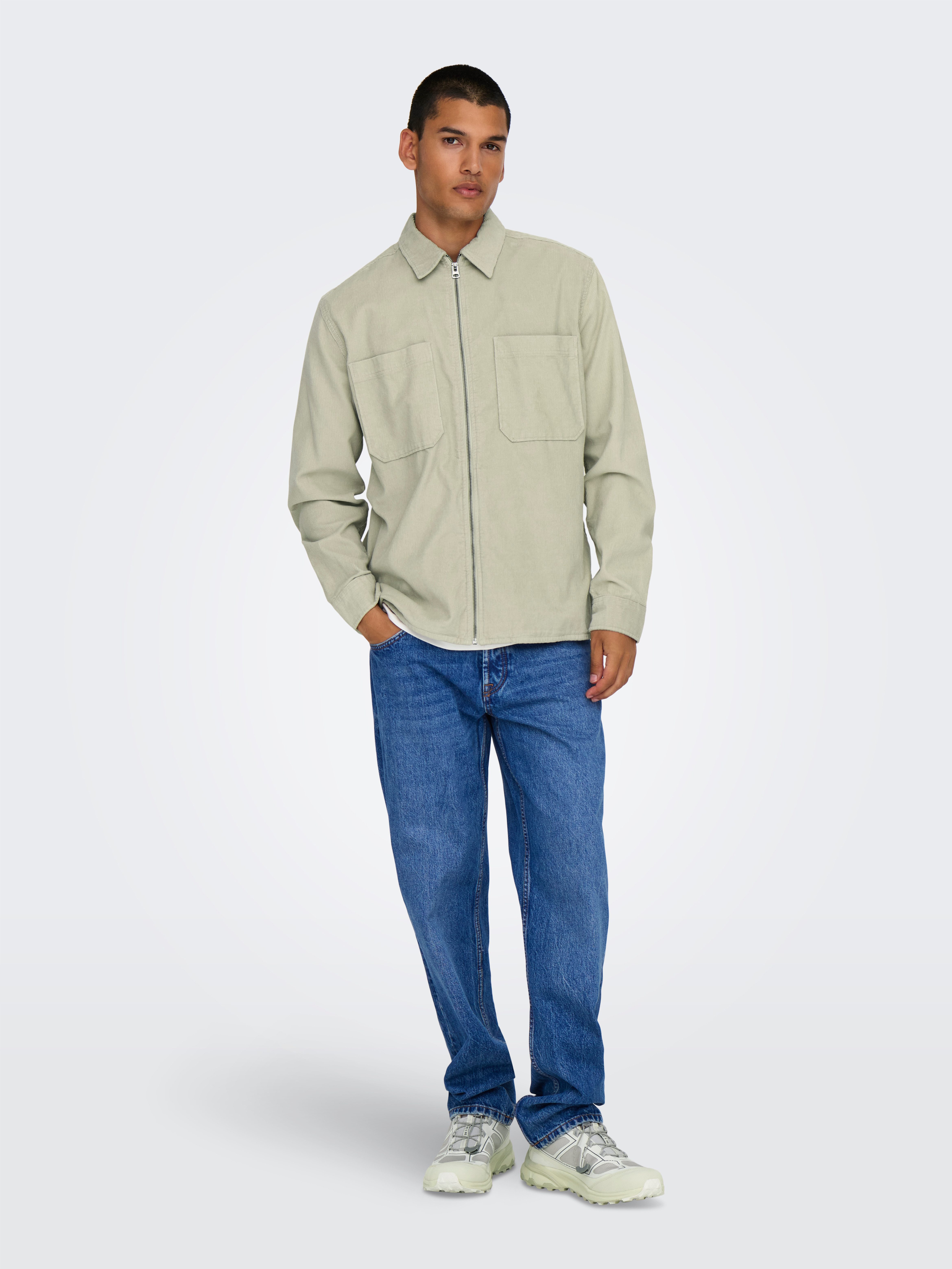 ONLY & SONS Overhemd met lange mouwen ONSALP 14W RLX 2PKT WASHD CORD LS ZIP