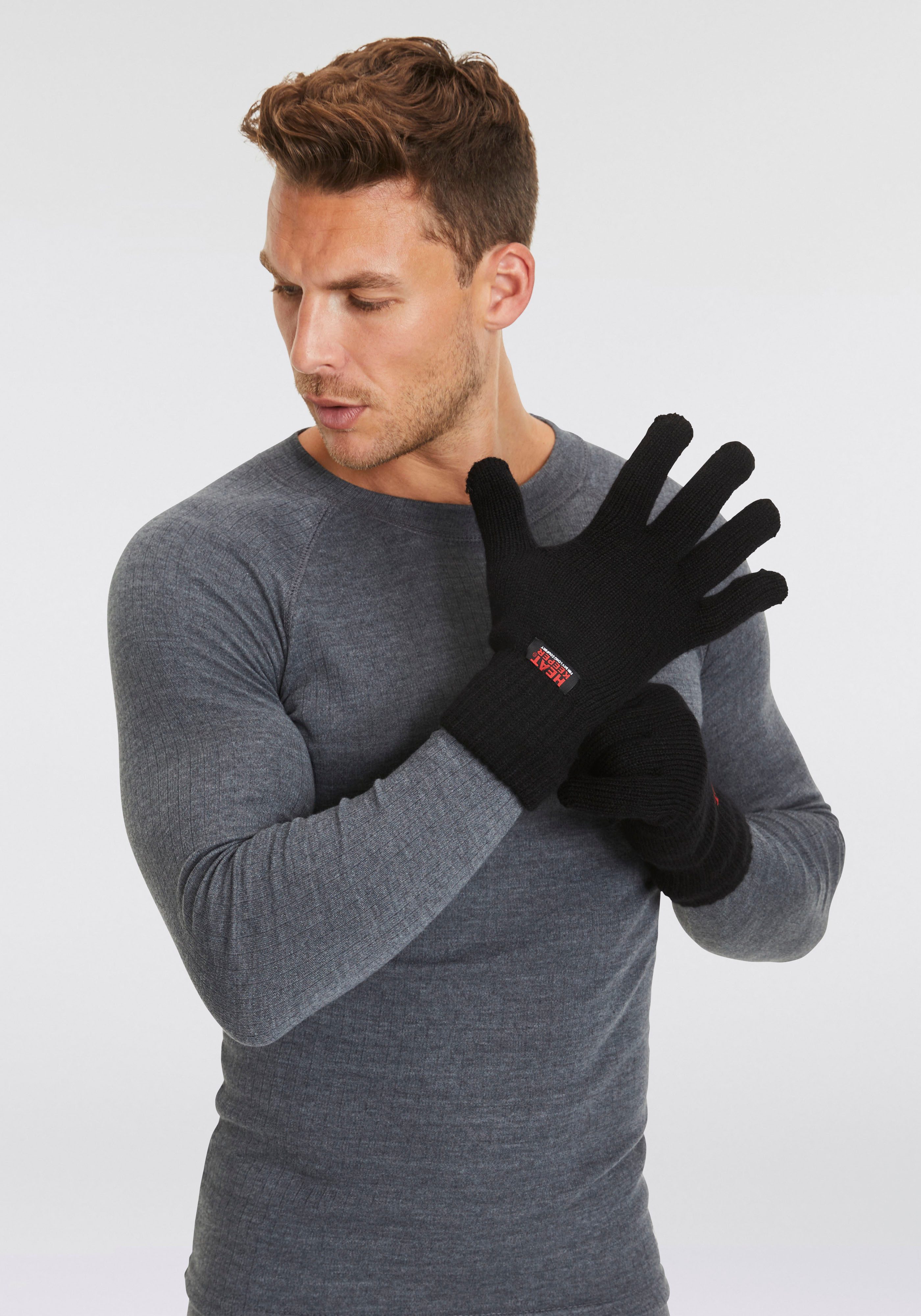 HEAT keeper Gebreide handschoenen Elastische manchetten, speciaal garen met hoge dichtheid, TOG 2.3