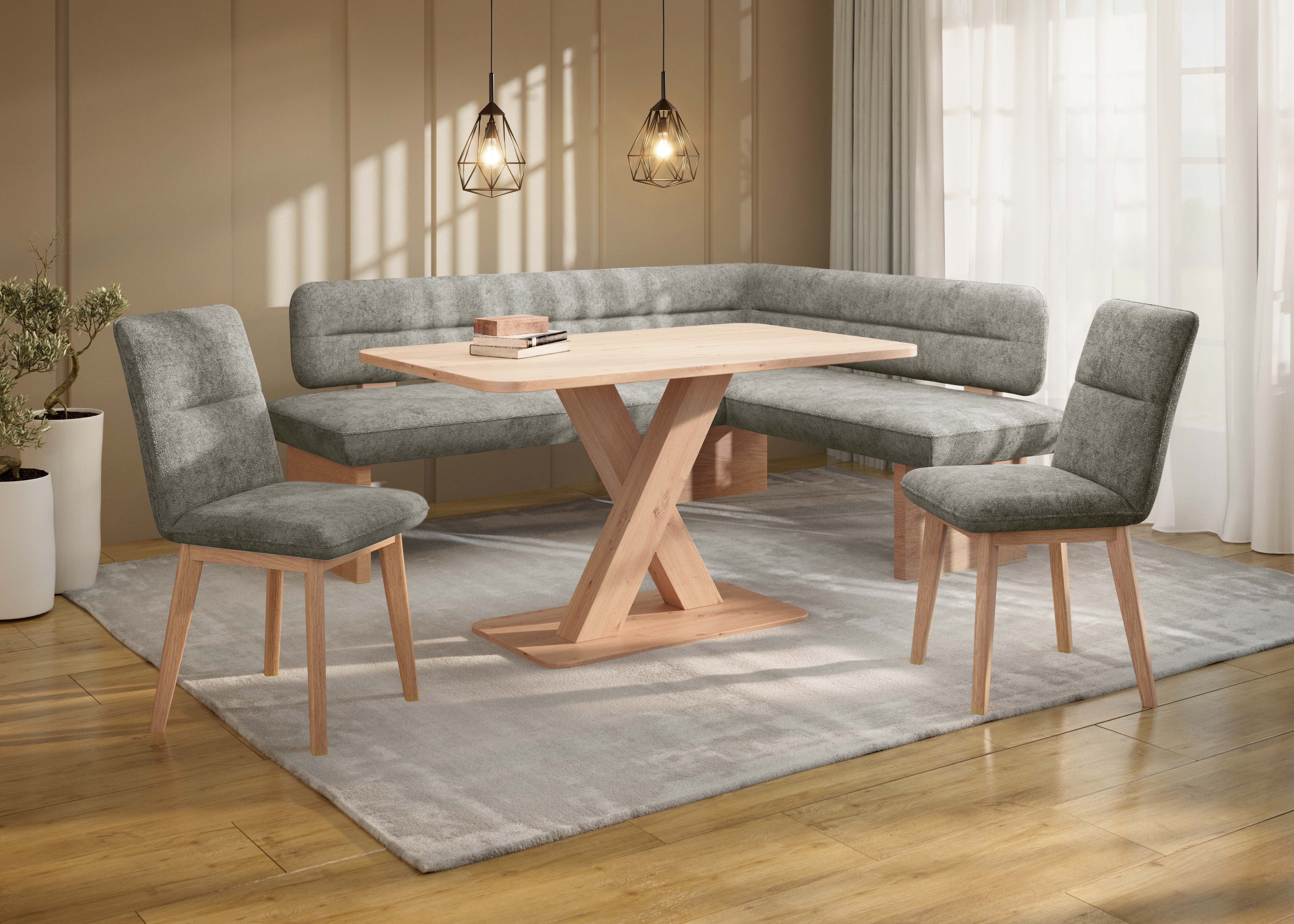 Home affaire Eethoek Louise + Miles eetkamerset, zitgroep, hoekbank, keukenbank Eetkamer zitgroep stoelen tafel en bank comfortabel gepolsterd (4-delig)