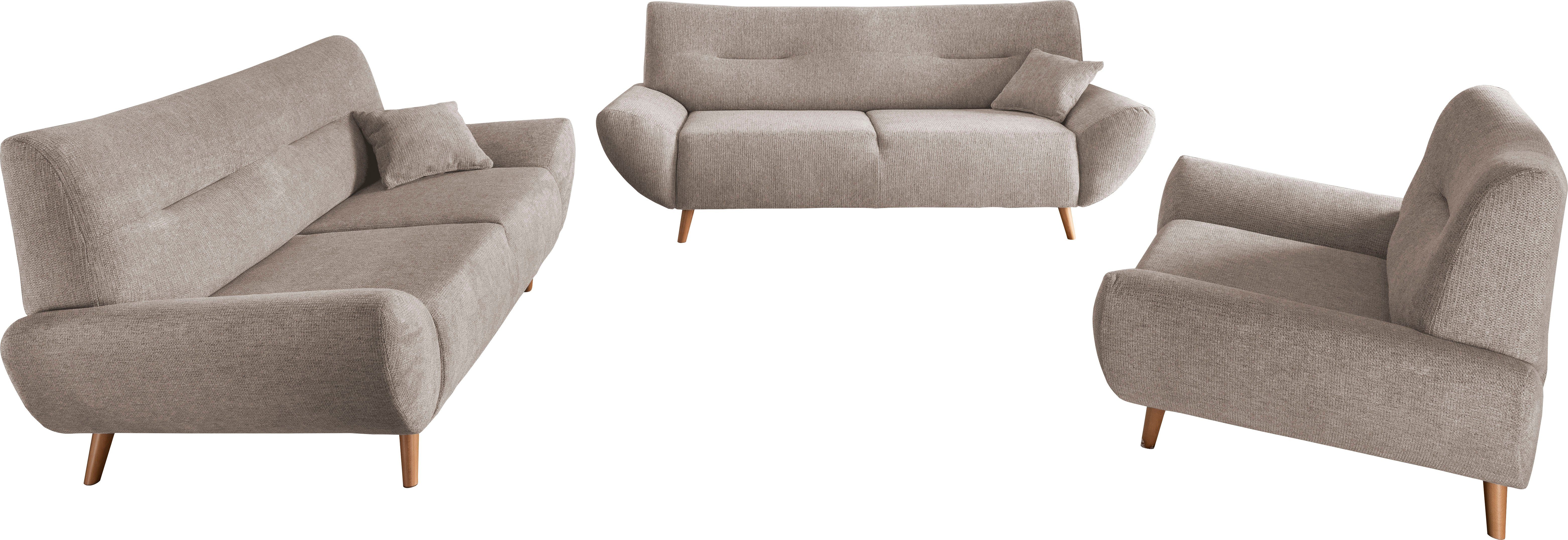 INOSIGN 3-zitsbank Drago, elegant en tijdloos, comfortabel, met houten voet