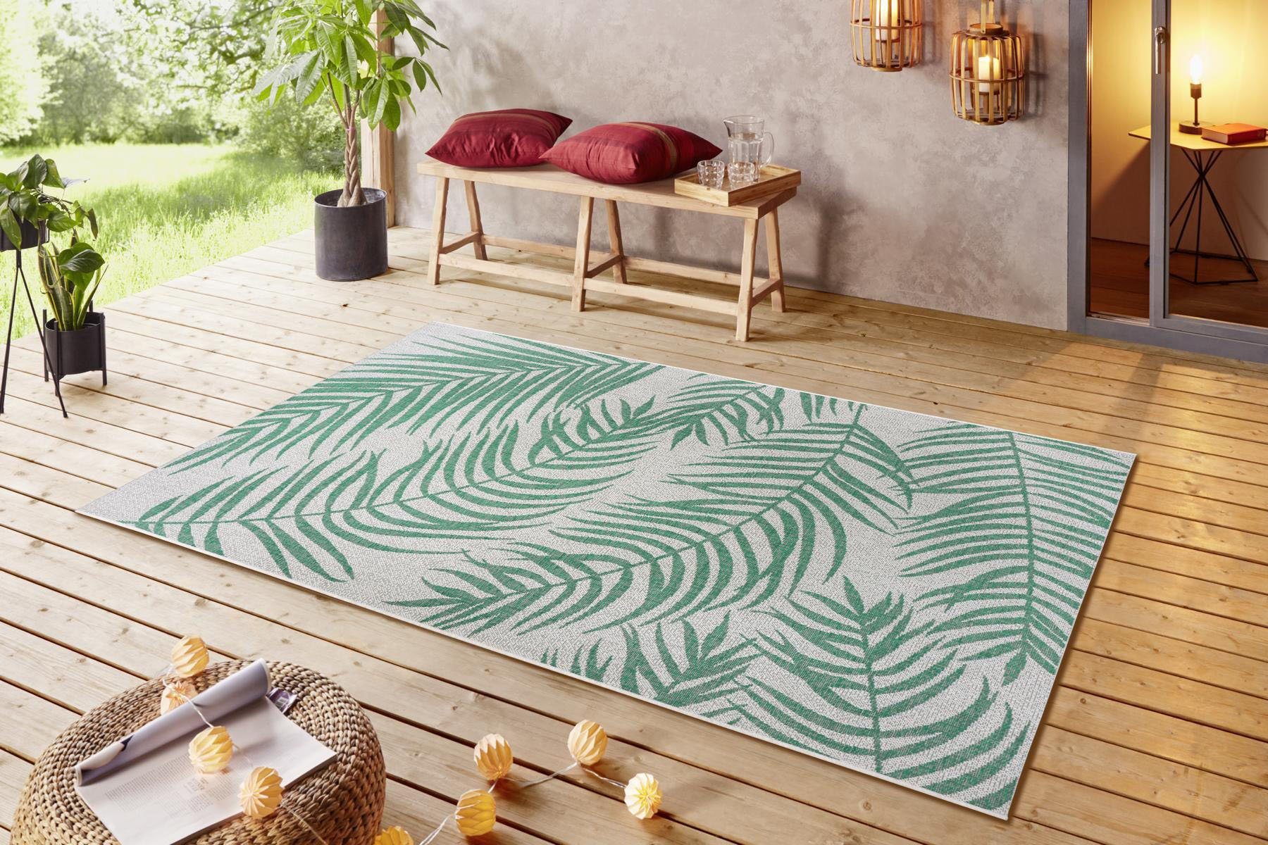 NORTHRUGS Vloerkleed Palmera Platweefsel gebloemd design, afgehecht, robuust, gemakkelijk in onderhoud