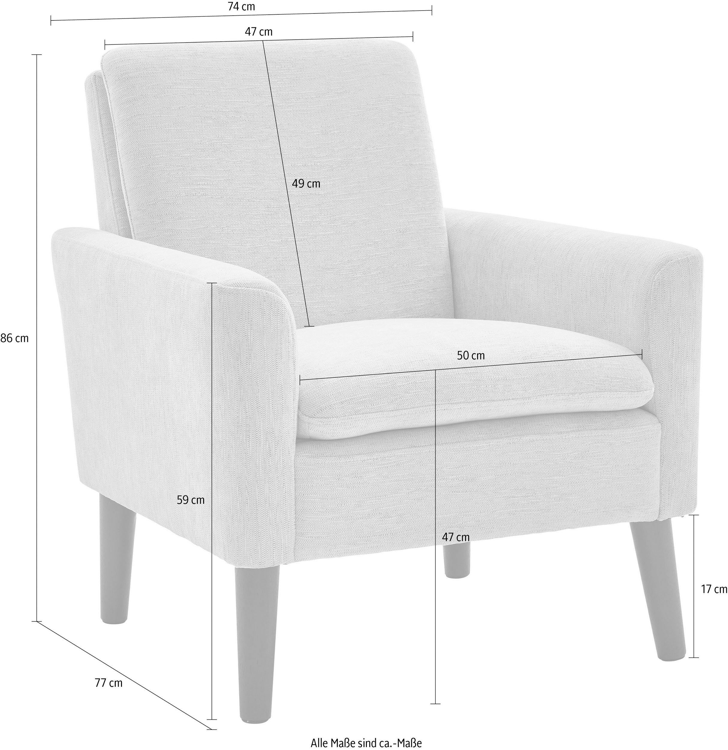 ATLANTIC home collection Fauteuil Kimmy met chenillebekleding, vrij plaatsbaar, hoog zitcomfort