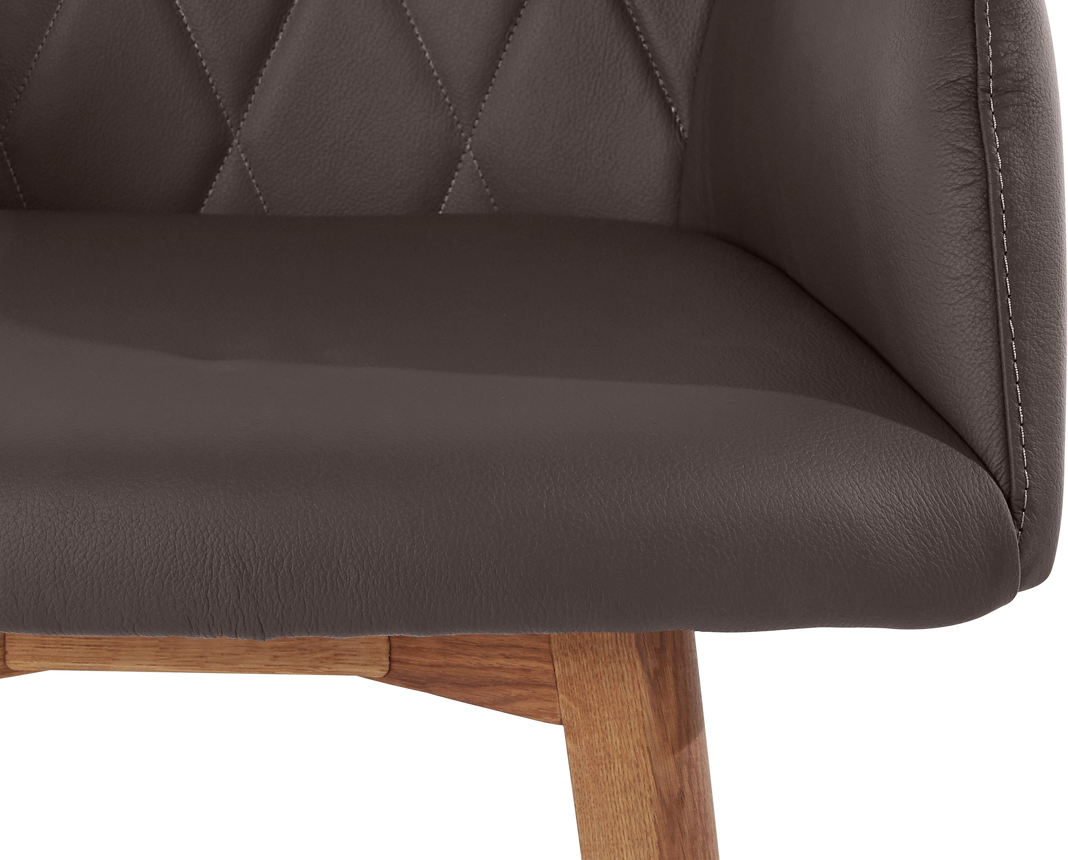 Home affaire Eetkamerstoel Brest Fauteuil in leer of microvezel, geolied massief eiken frame (2 stuks)