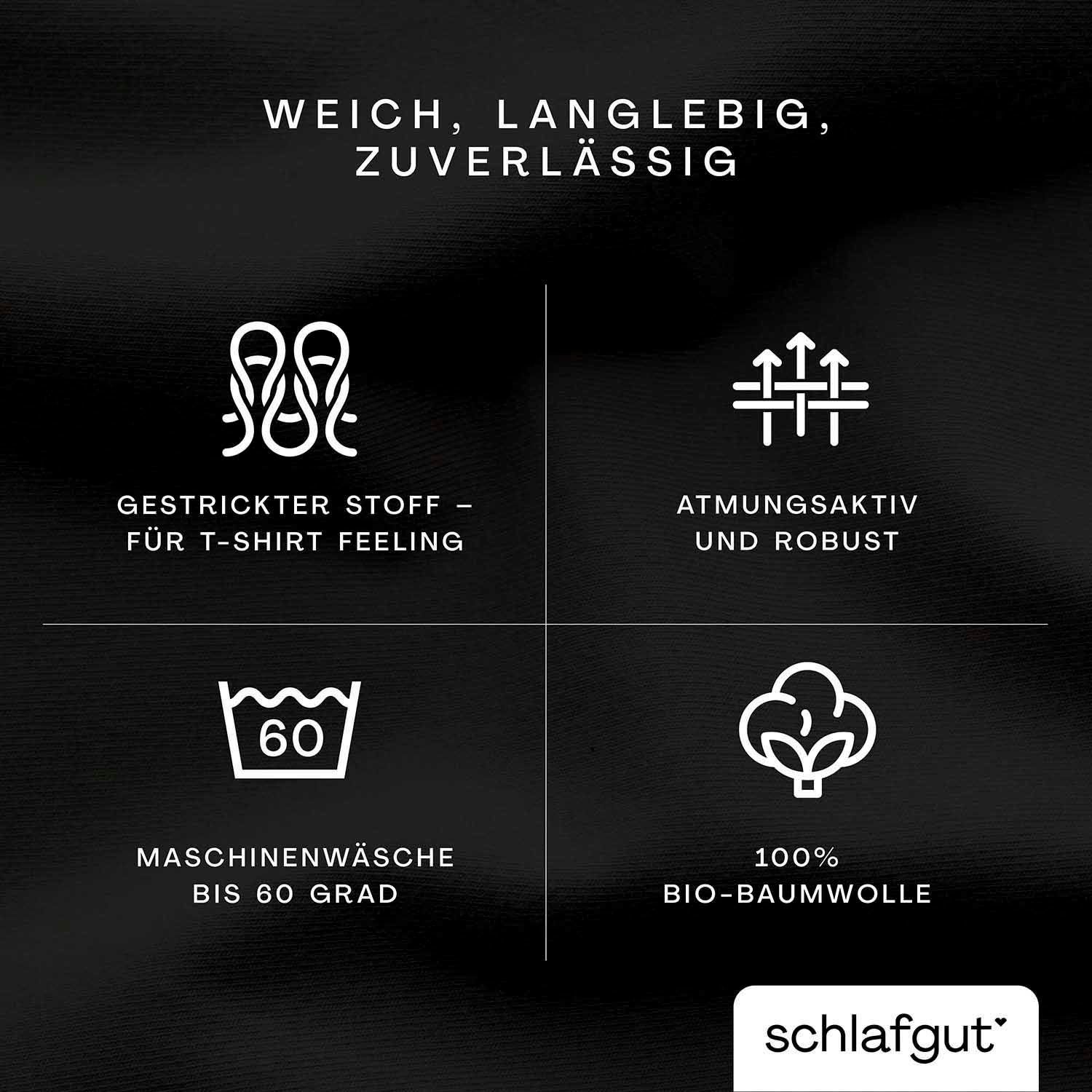 Schlafgut Hoeslaken CASUAL o.a. in maat 90x200, 140x200 of 180x200 cm, 100% biologisch katoen Dekbedovertrek voor matrassen tot 25 cm hoogte, betrouwbaar, duurzaam, zacht (1 stuk)