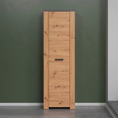 Home affaire Hoge kast Ambres mat echt-hout-look, ca. 62 cm breed, uittrekbare garderobestang (1 stu