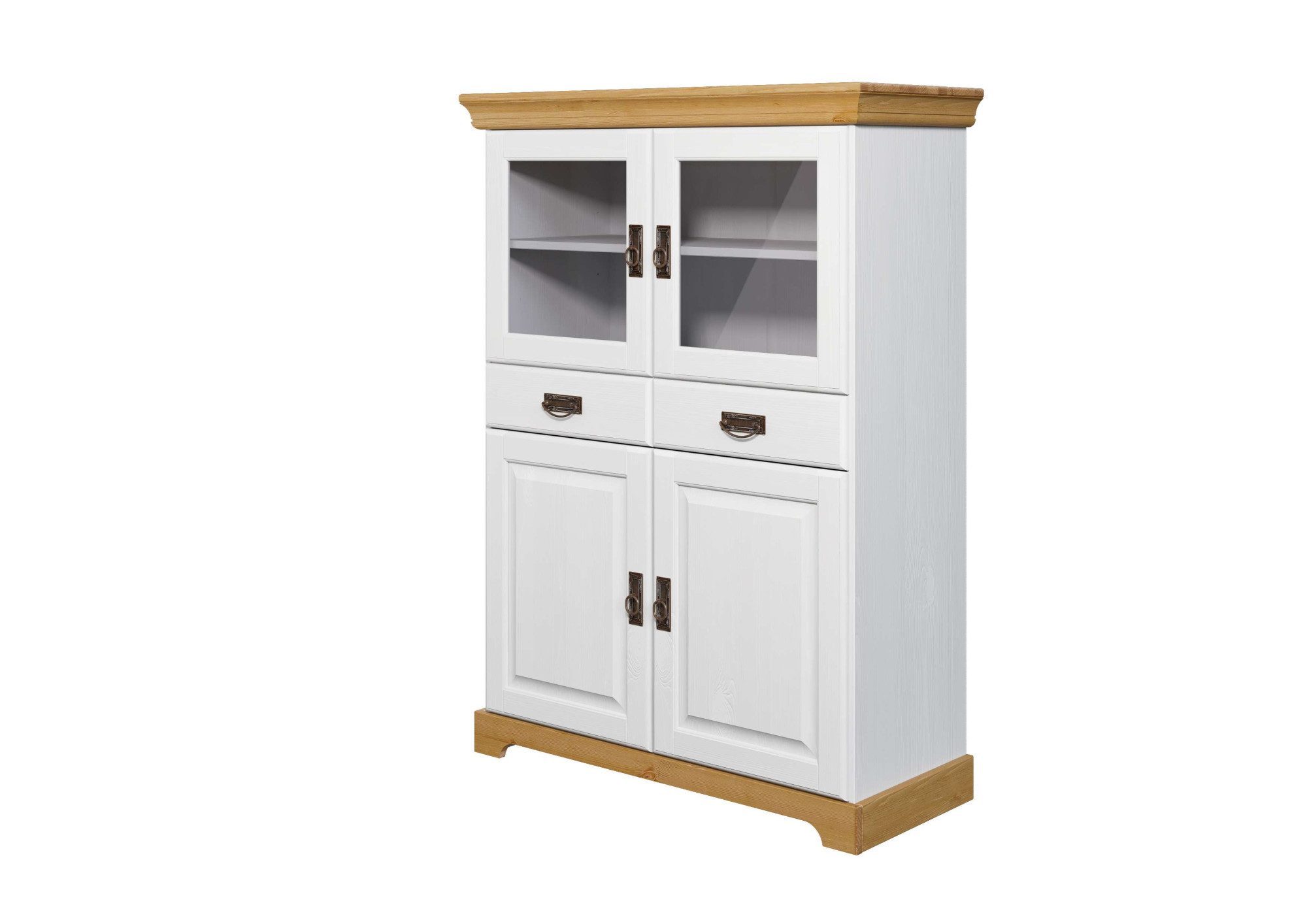 Home affaire Highboard Rügen Vitrine in landelijke stijl, gecertificeerd massief hout, hoogte 131 cm highboards wit