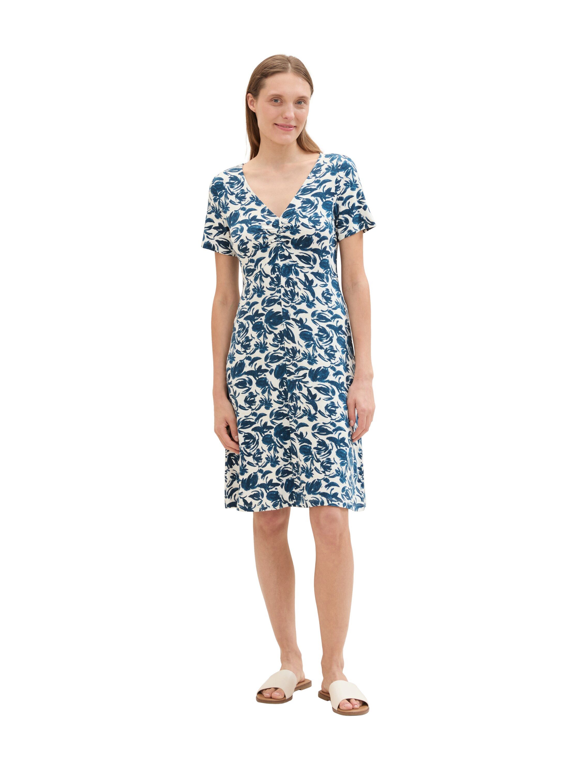 Tom Tailor Mini-jurk met allover-print en v-hals