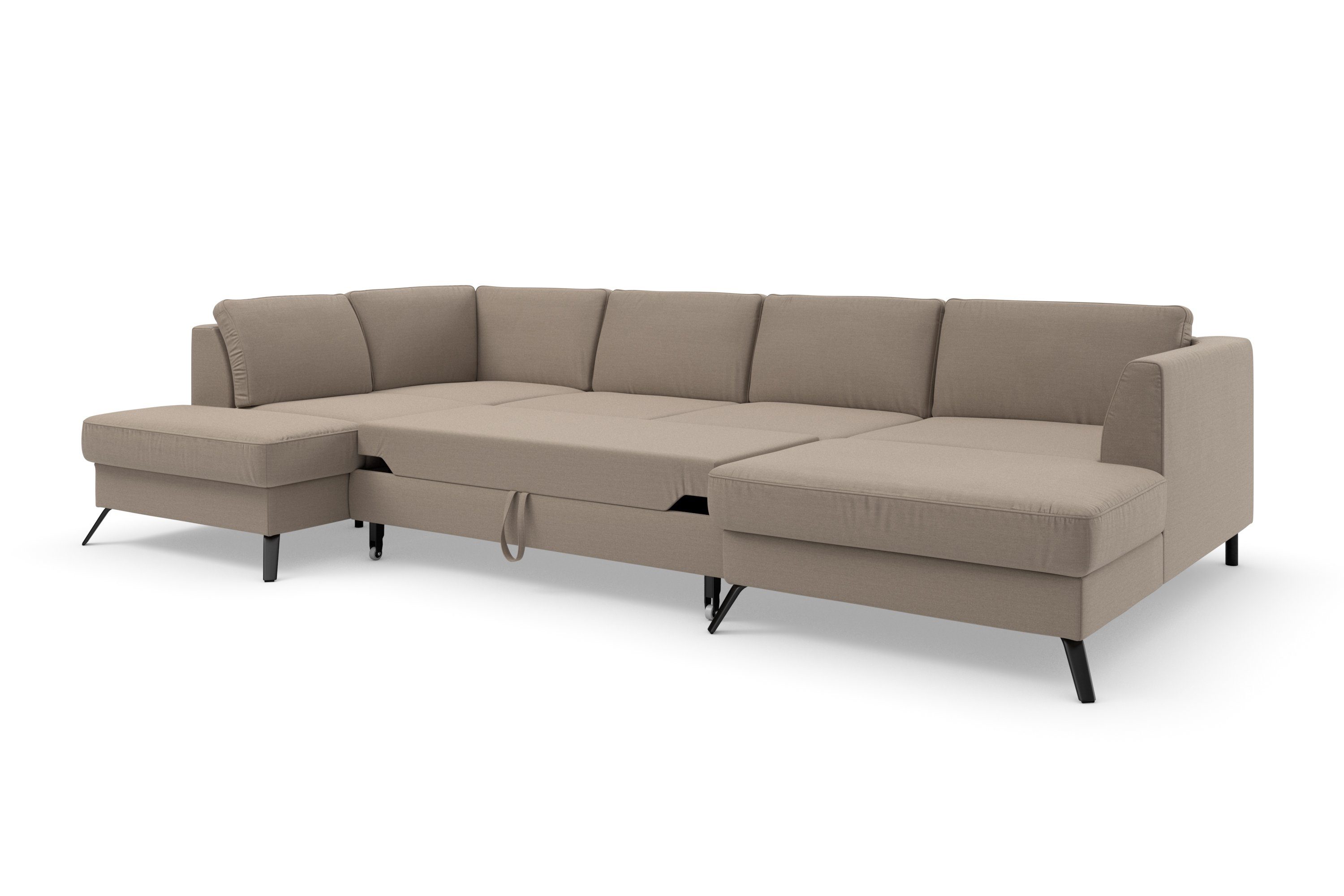 sit&more Zithoek Olsen U-vorm inclusief zitdiepteverstelling, naar keuze met slaapfunctie, 15 cm hoog
