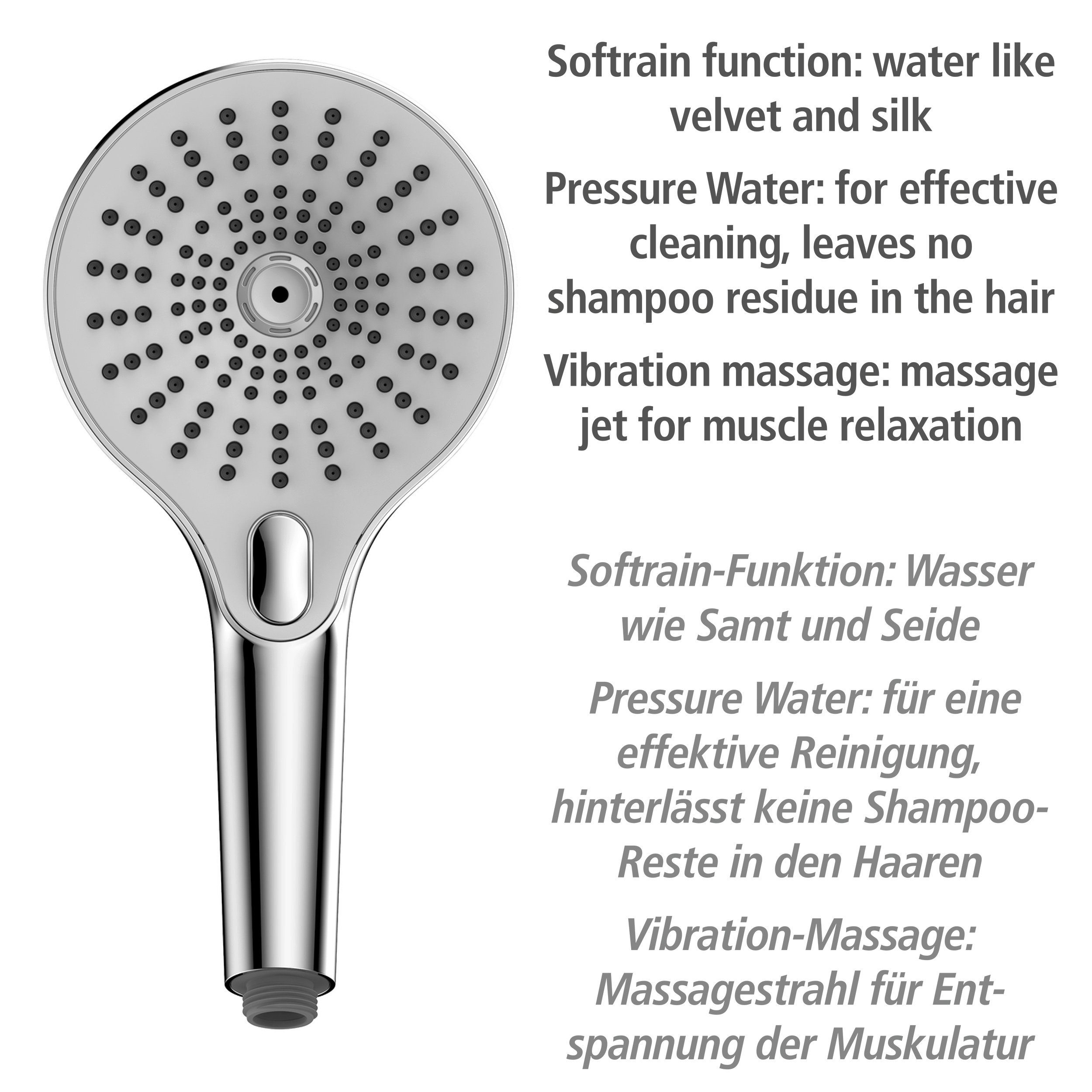 WENKO Handsproeier Ultimate Shower Chroom/Wit, Ø 13 cm (1-delig)
