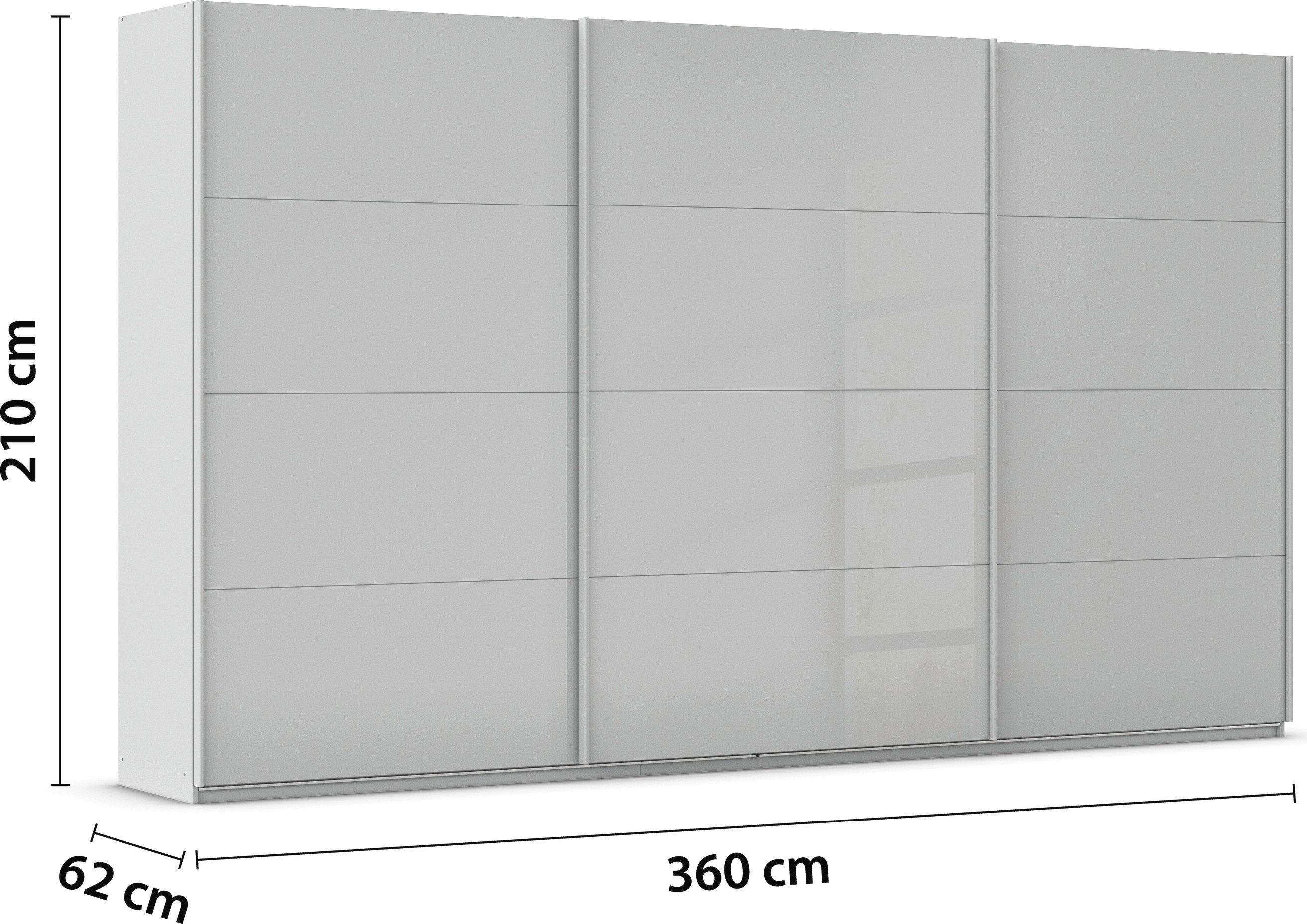 rauch Schuifdeurkast Kledingkast Kast Garderobe AGORDO met Glasfront doordachte binnenuitrusting, in 4 breedtes en 2 hoogtes made in germany