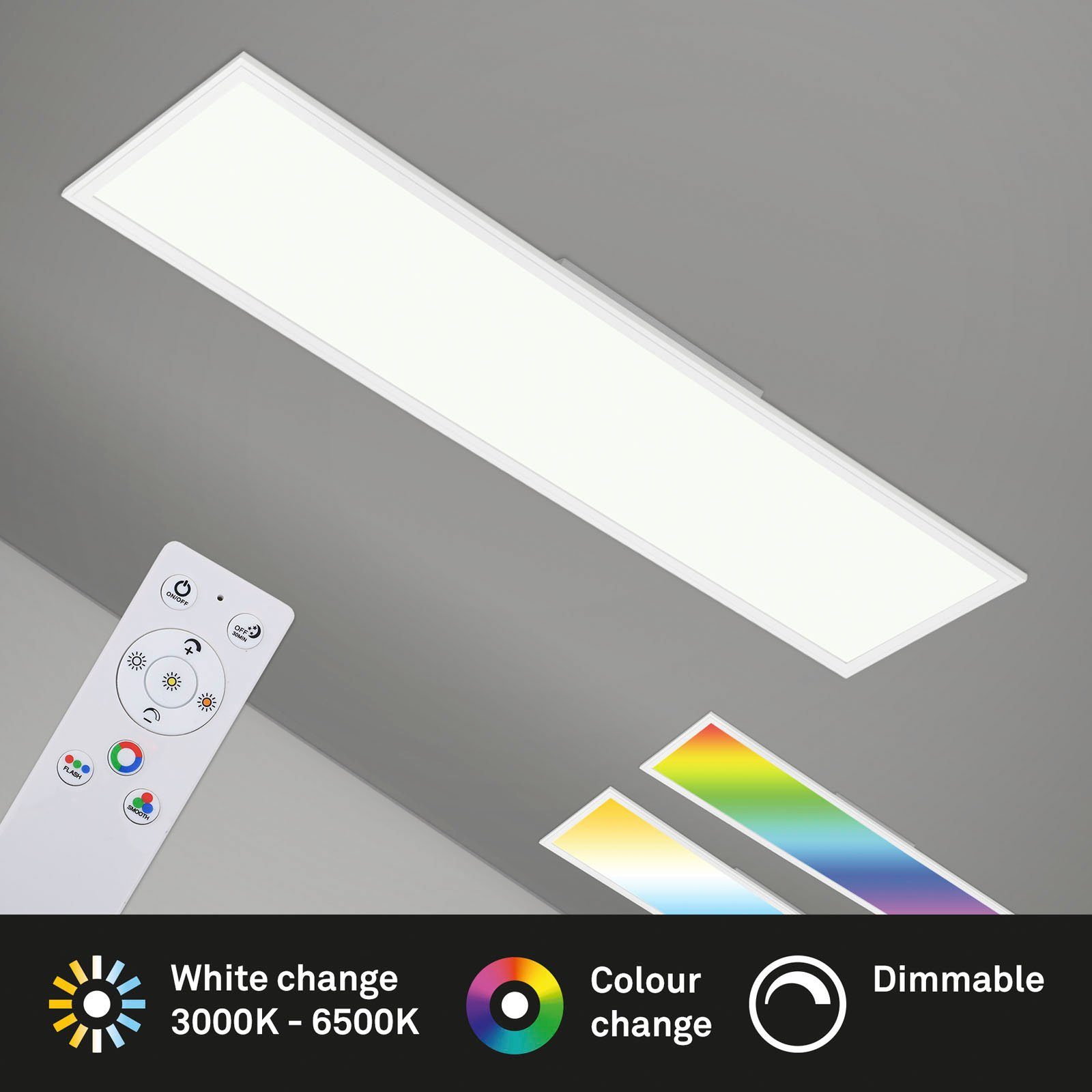 Briloner Leuchten Led-paneel 7154016 Colour Plafondlamp, 119,6x29,6x6,5 cm, wit, 40W, woonkamer, slaapkamer