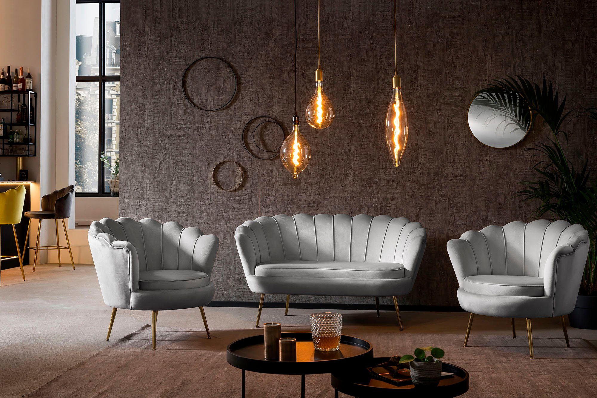 SalesFever 2-zitsbank Clam opvallend schelpdesign, breedte 136 cm